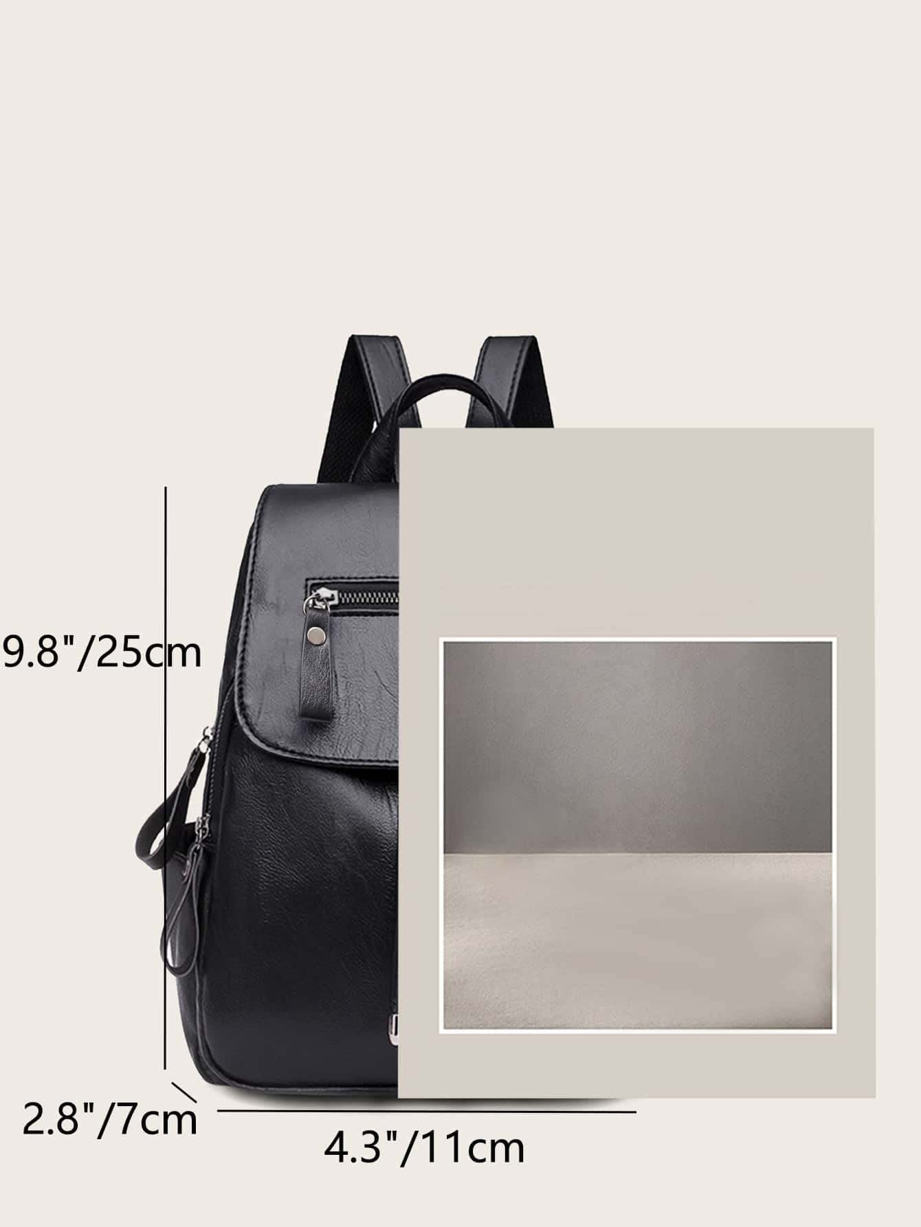 Sac à dos imperméable, en PU, à rabat, sac à dos graphique léger avec breloque pour sac, — vue 3