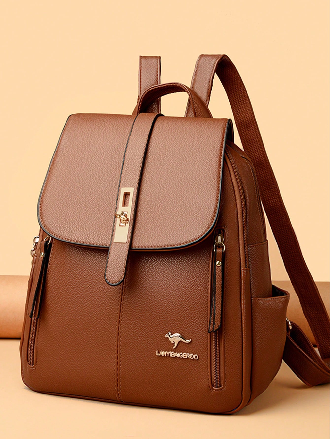 Sac à dos de luxe souple pour femmes 2026, sac d'école de designer de mode en PU souple — vue 9