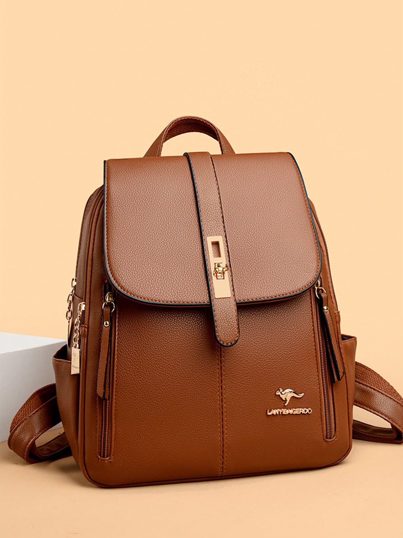 Sac à dos de luxe souple pour femmes 2026, sac d'école de designer de mode en PU souple — vue 10