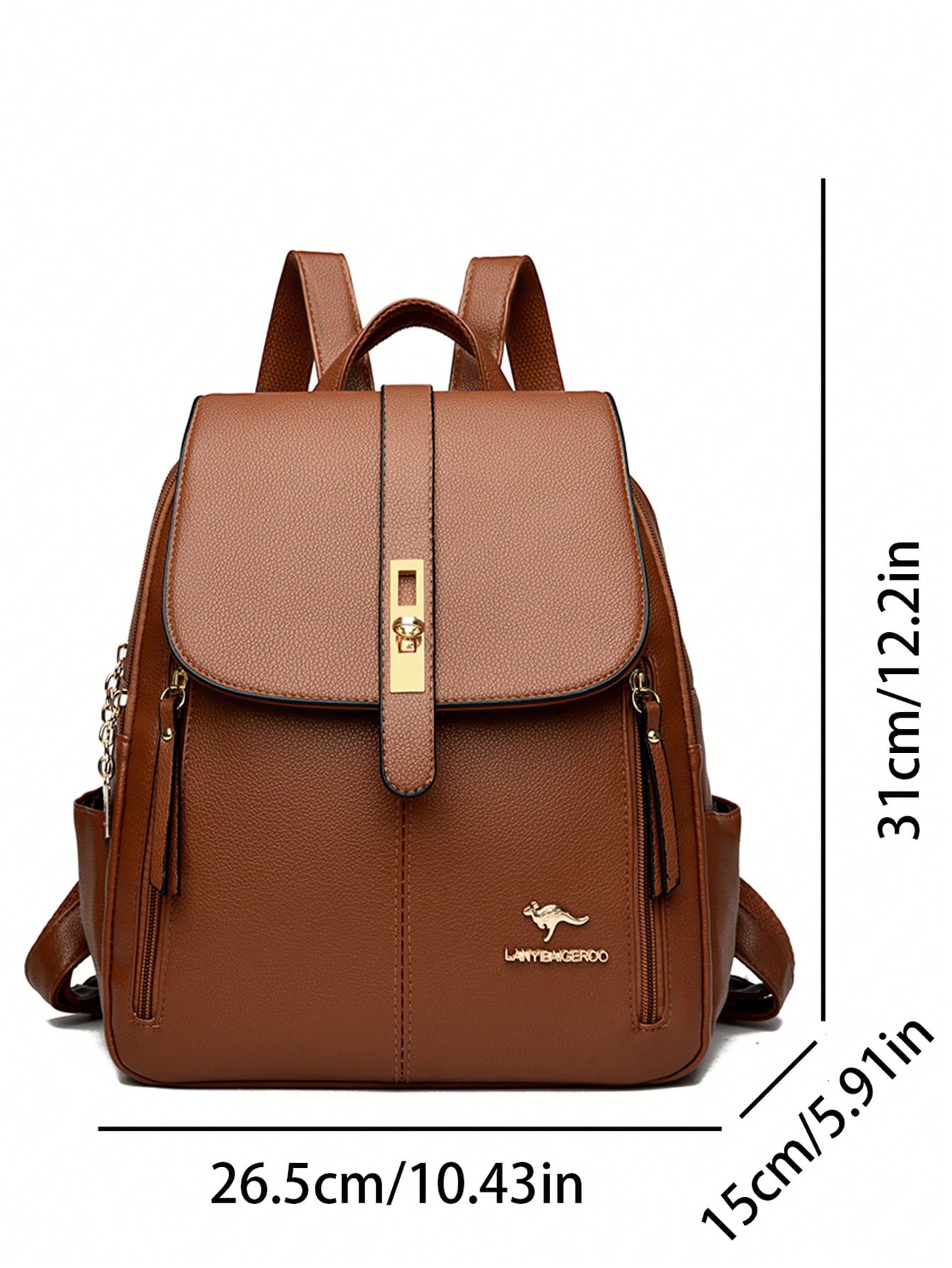 Sac à dos de luxe souple pour femmes 2026, sac d'école de designer de mode en PU souple — vue 12