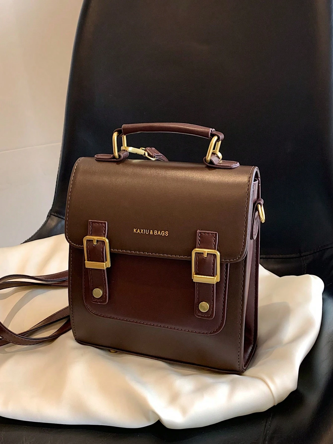 Rétro Mini Sac À Dos À Rabat Minimaliste Style Preppy Sac D'école Décontracté Sac À — vue 6