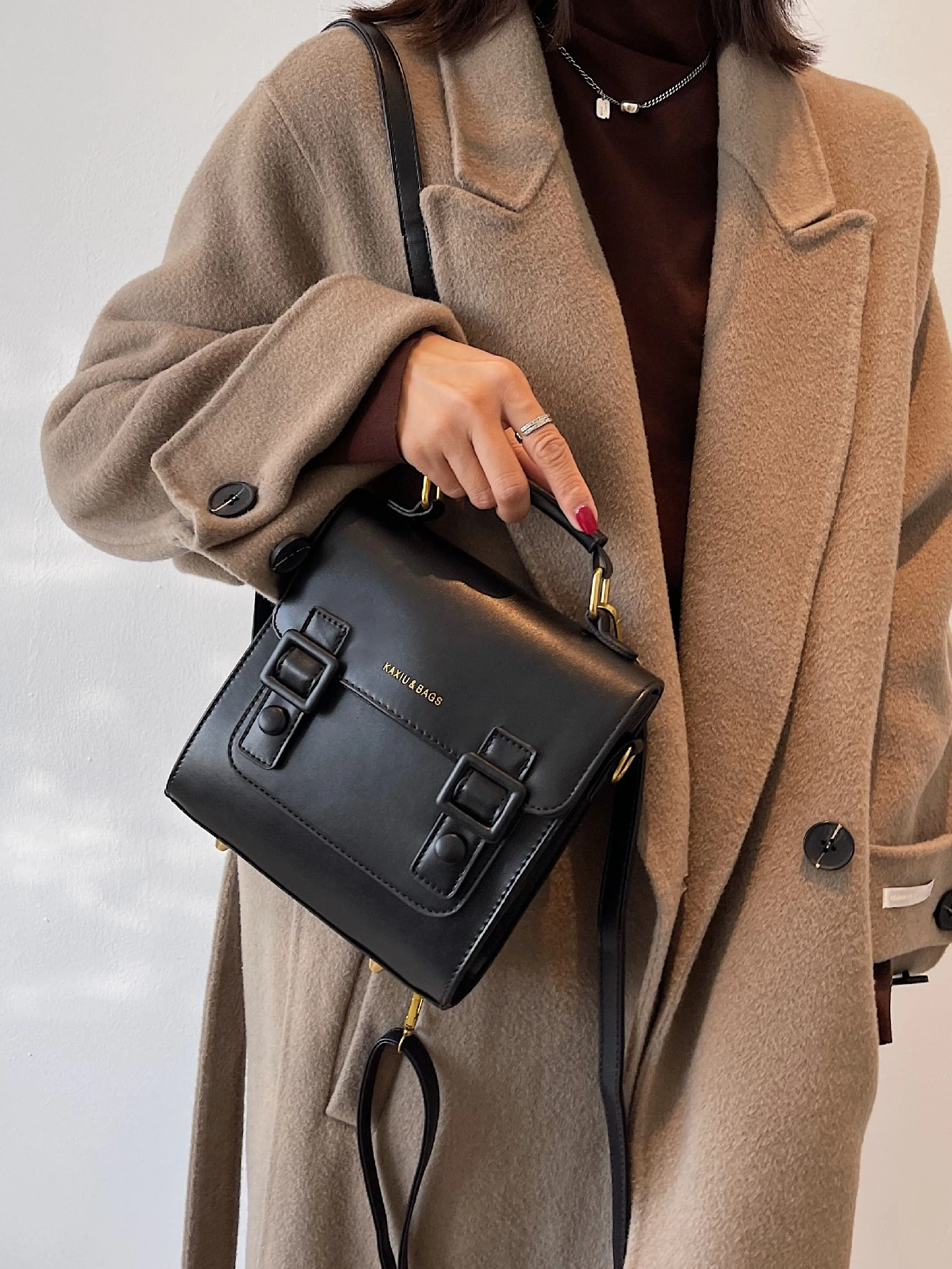 Rétro Mini Sac À Dos À Rabat Minimaliste Style Preppy Sac D'école Décontracté Sac À — vue 10