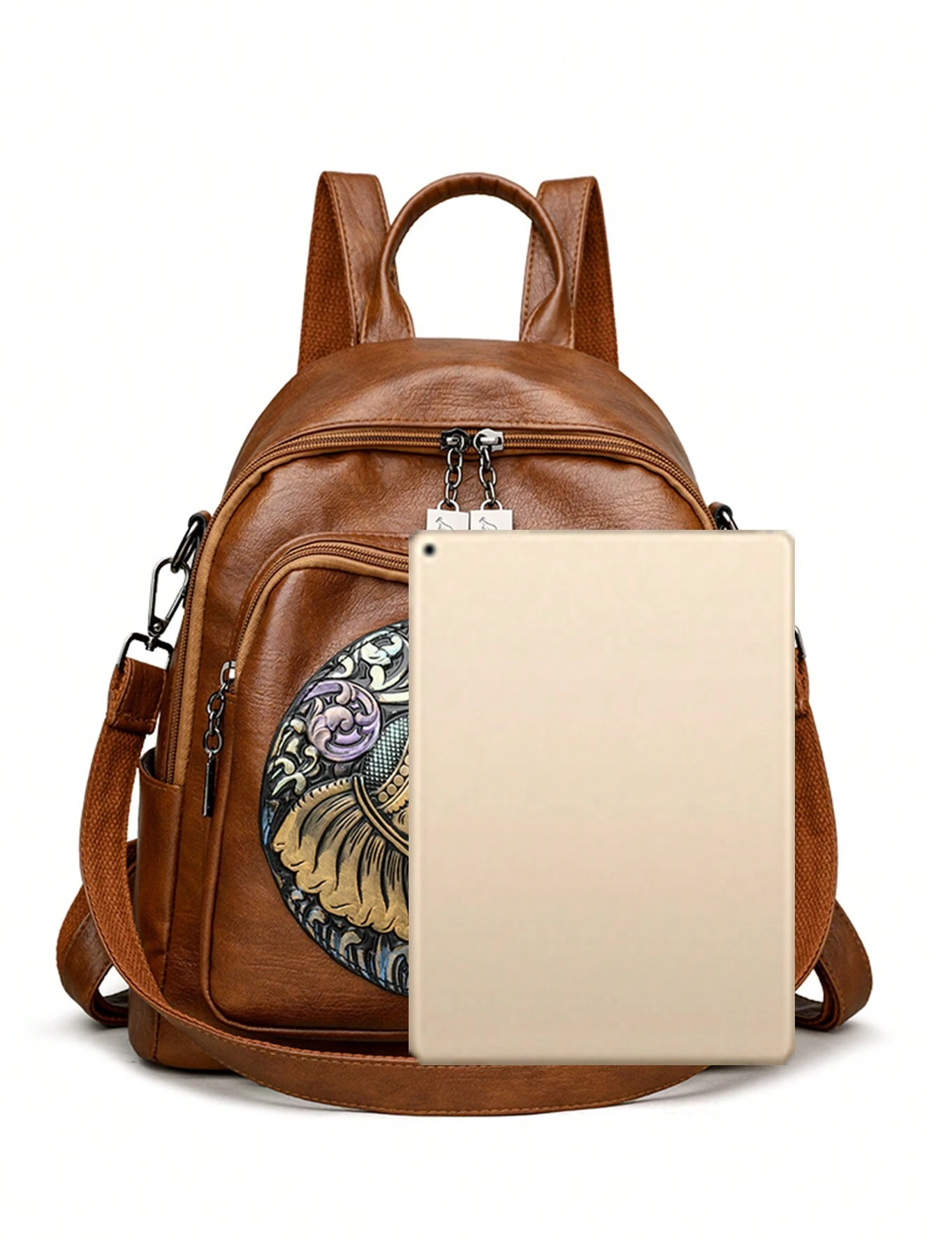 Sac à dos multifonction en PU souple pour femmes, nouveau sac à bandoulière de style — vue 5