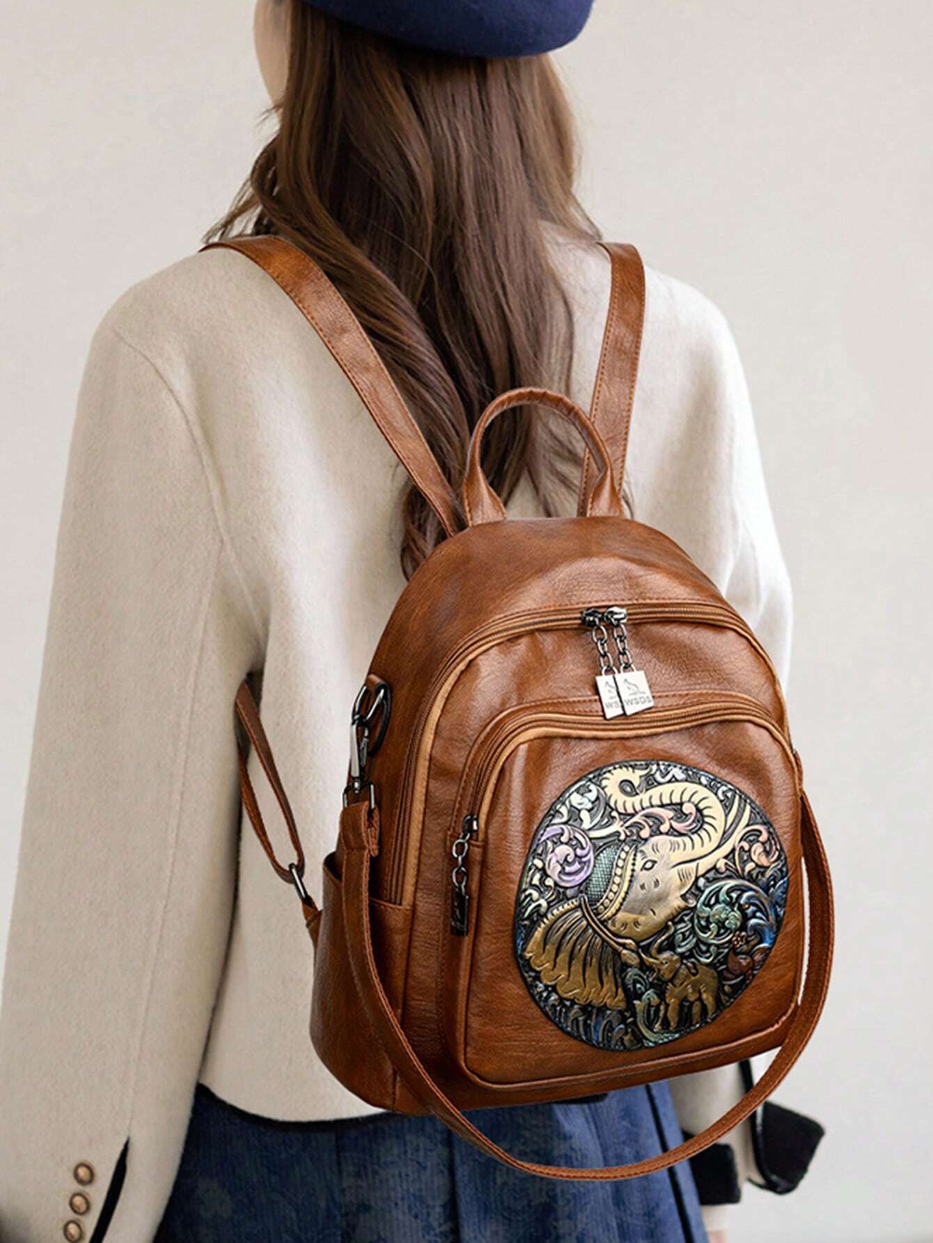 Sac à dos multifonction en PU souple pour femmes, nouveau sac à bandoulière de style — vue 8