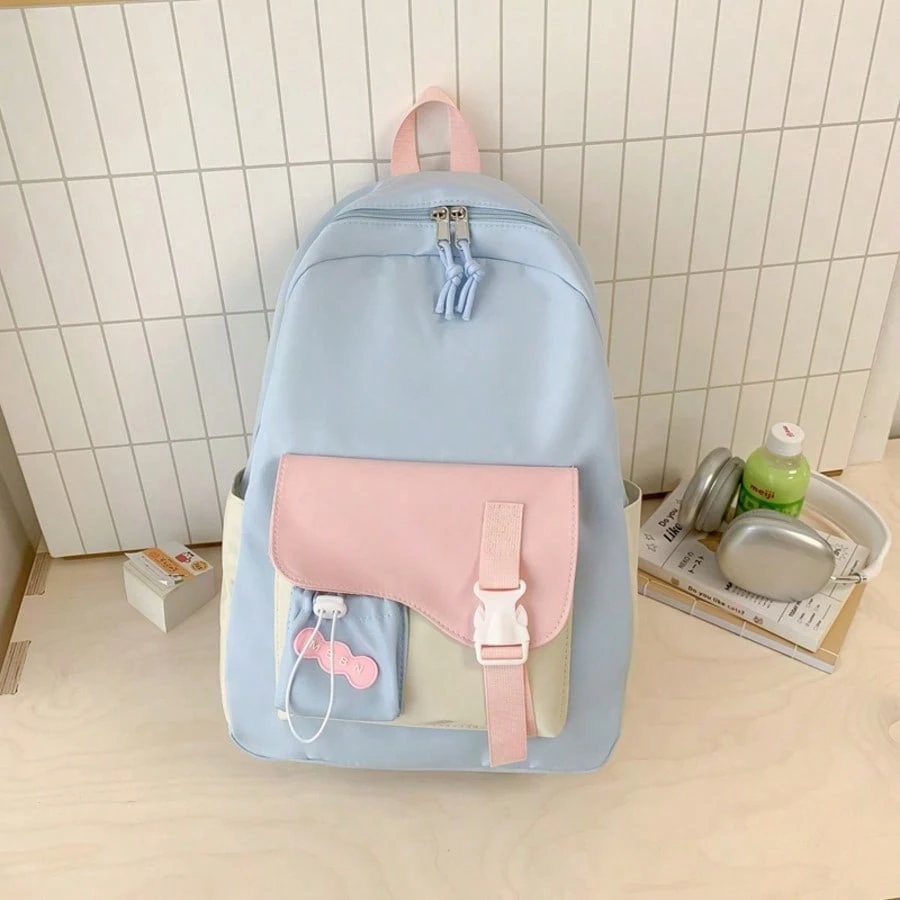 Sac à dos mignon au design color-block pour écolières, grande capacité, léger, style — vue 4