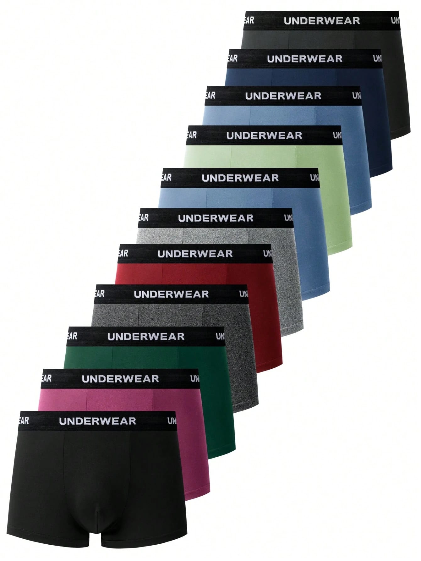 Snug Zone 11 pièces Pack sous-vêtements de couleur unie pour hommes avec bande de taille