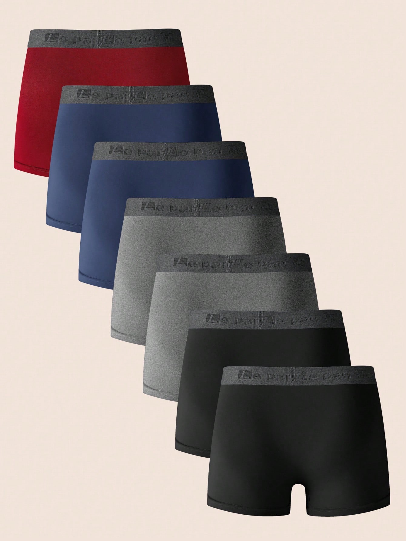 7 pièces/paquet Boxers hommes avec bande de taille à motif lettres, confortables et — vue 3
