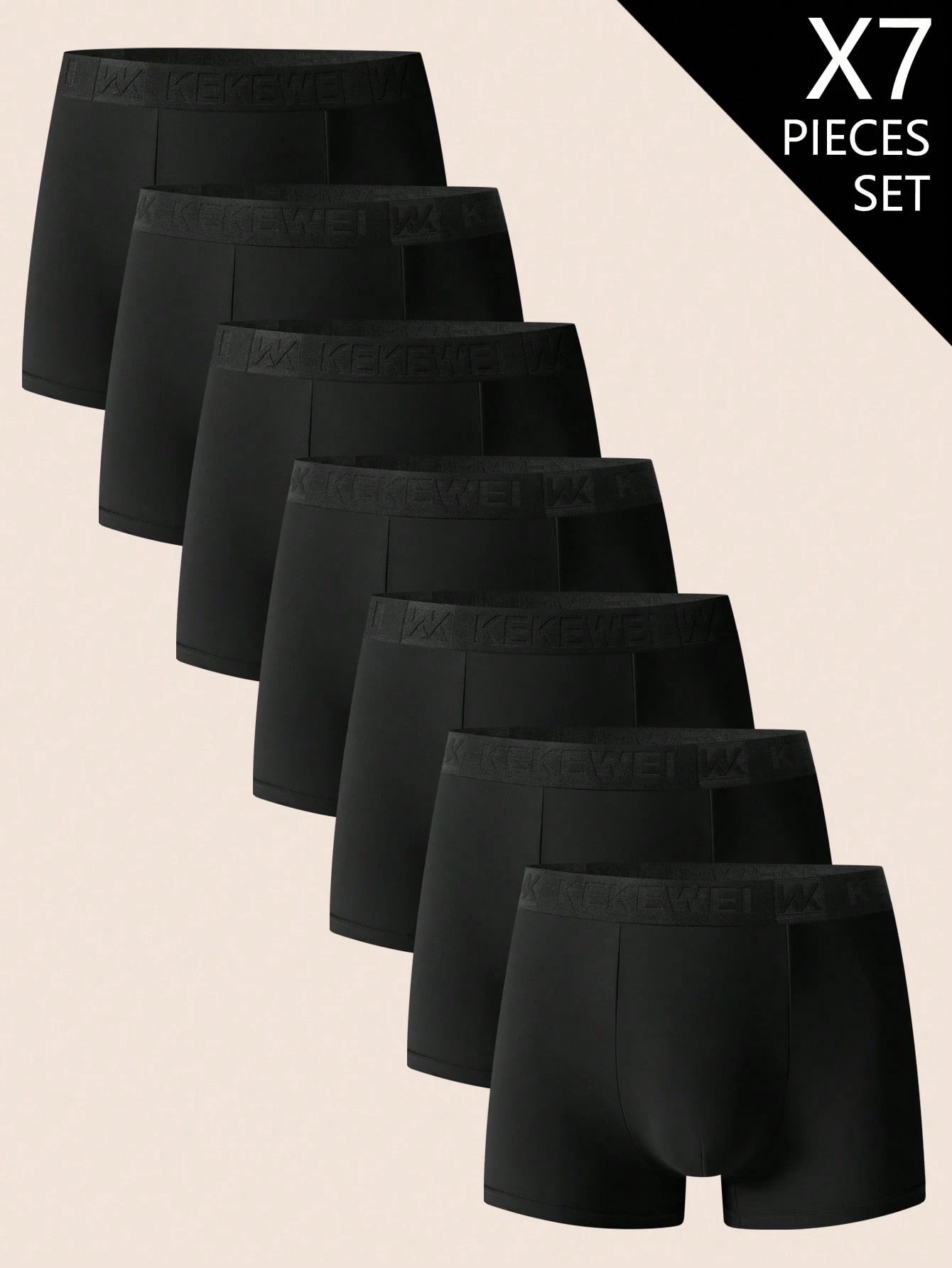 7 pièces/paquet Boxers hommes avec bande de taille à motif lettres, confortables et — vue 2