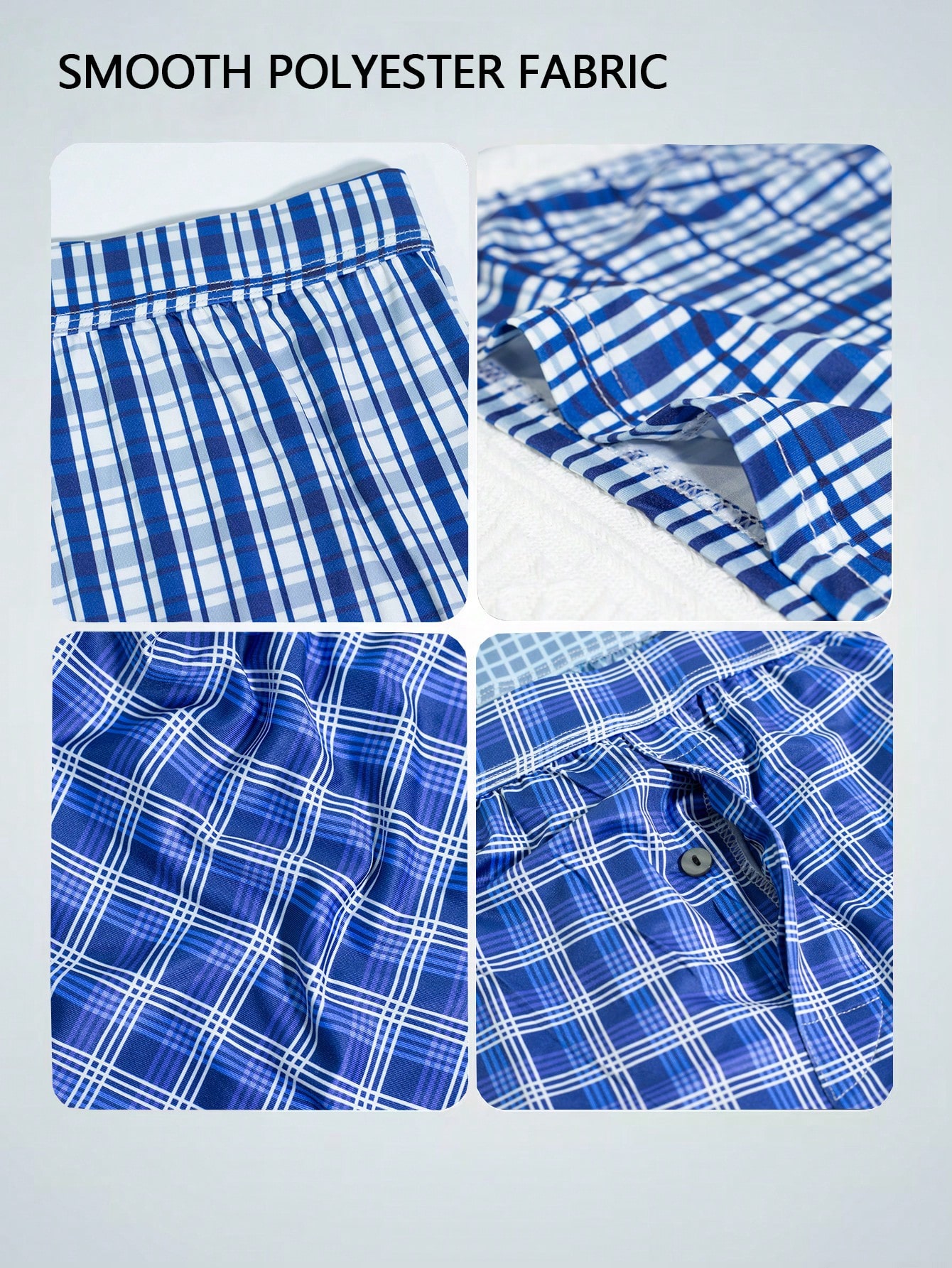 Sous-vêtements pour hommes aléatoires, tissu en polyester, imprimé à carreaux, pantalon — vue 5