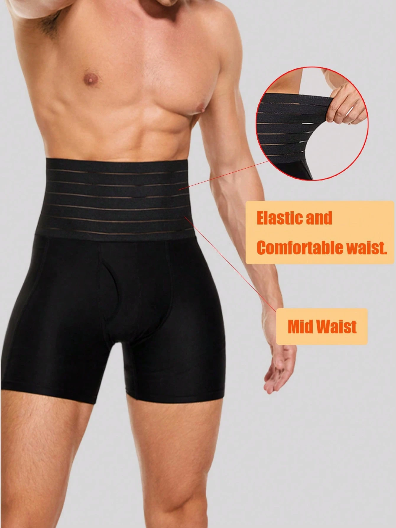 Short de compression amincissants pour hommes, sous-vêtements sculptants avec contrôle — vue 4