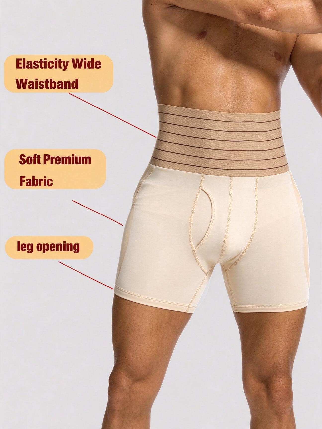 Short de compression amincissants pour hommes, sous-vêtements sculptants avec contrôle — vue 11