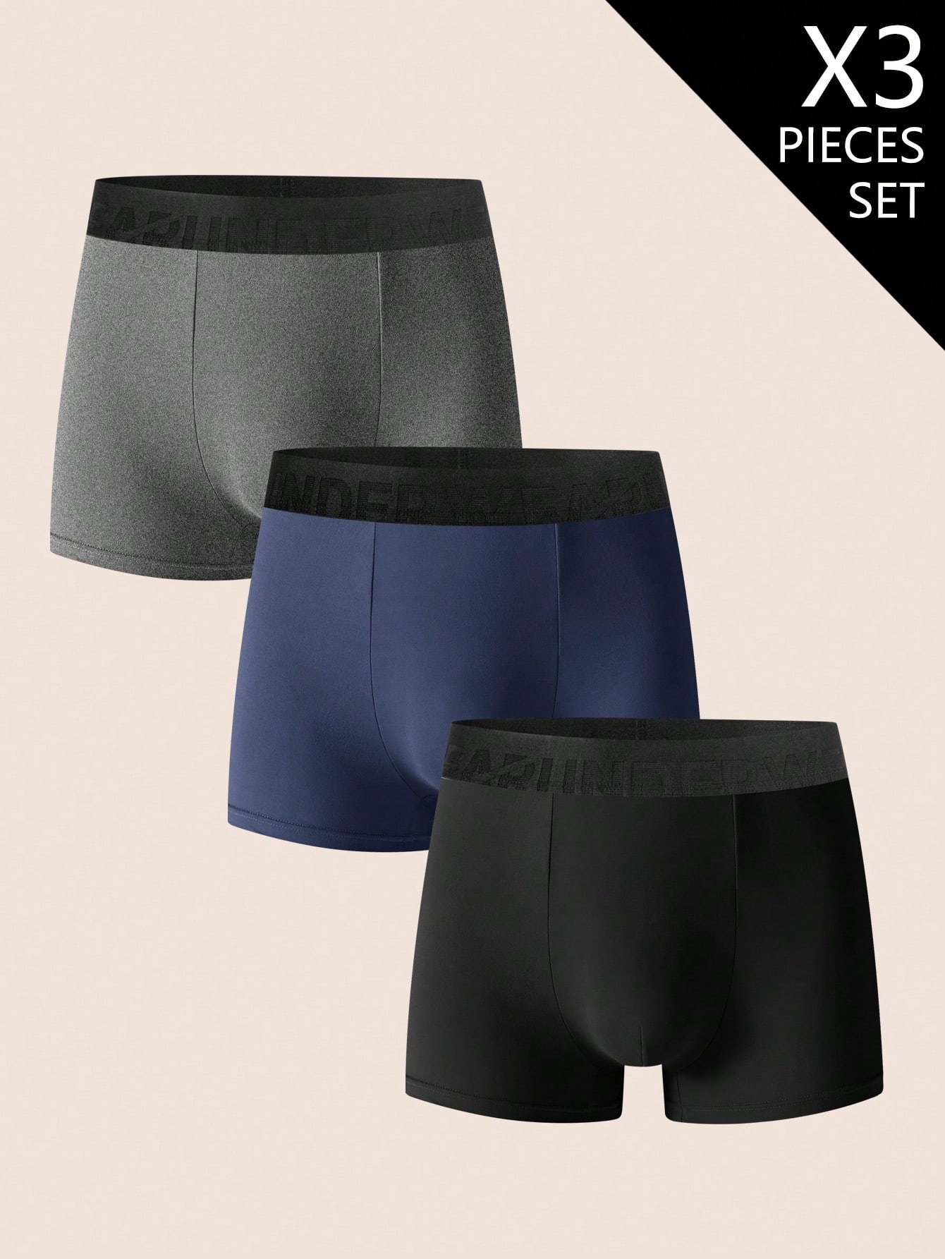 3 pièces/Paquet Slips noirs doux et confortables pour hommes