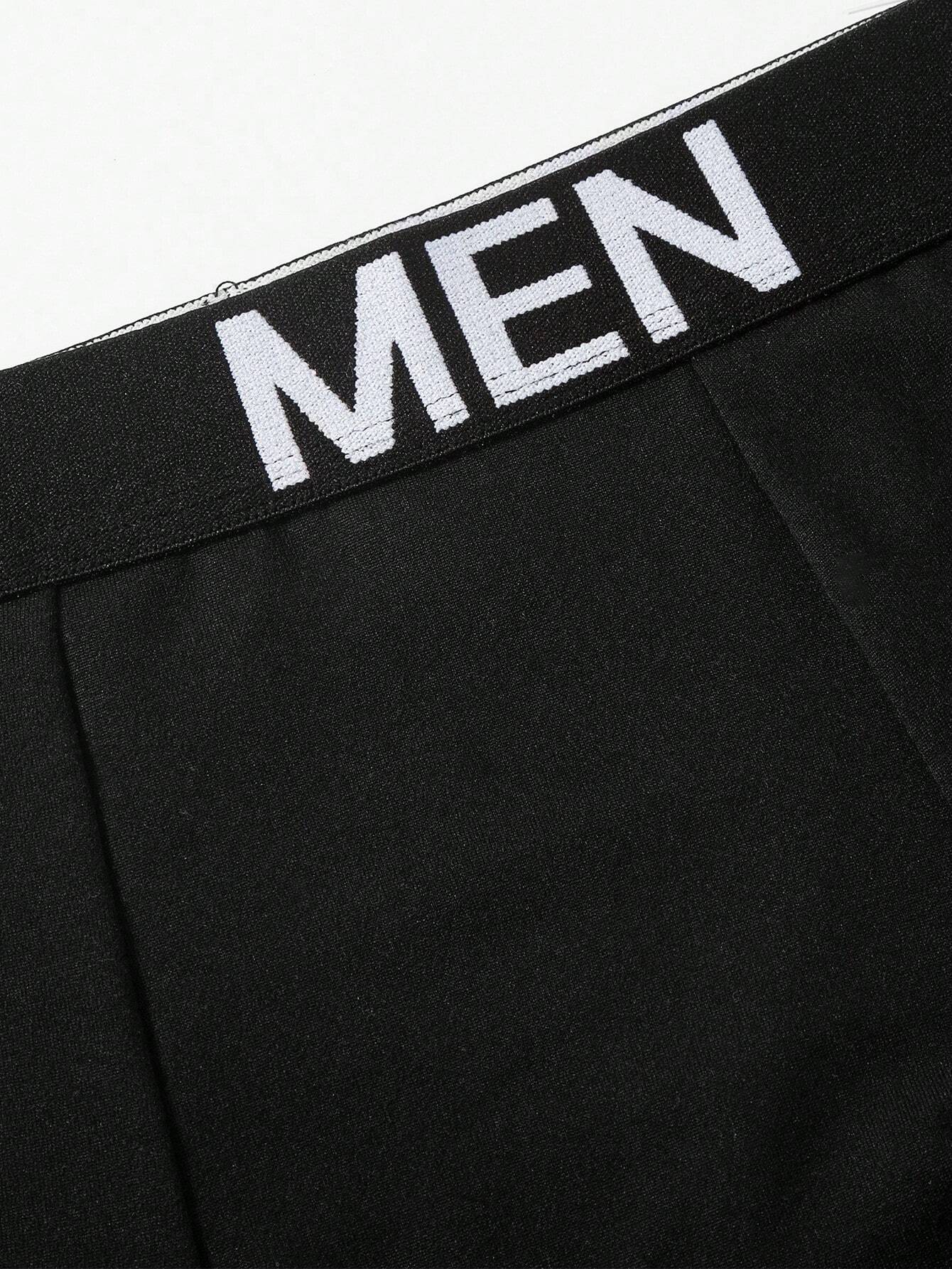 Wedaily 3 pièces Boxers pour homme avec imprimé lettre sur la taille — vue 5