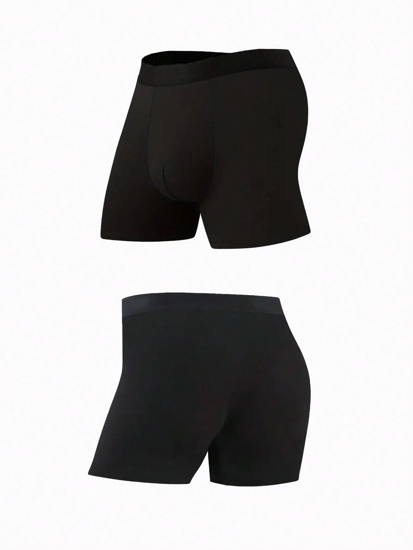 Sous-vêtements longs de couleur unie pour hommes, shorts élastiques confortables et — vue 3