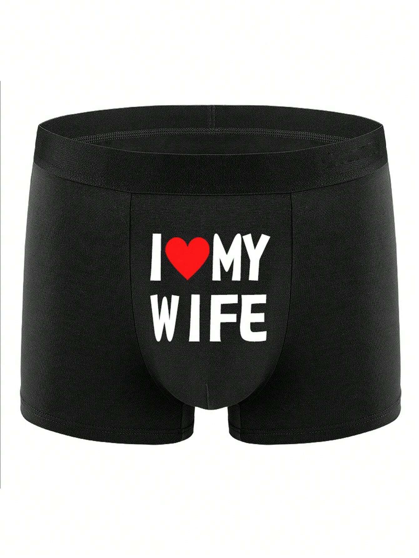 Boxer confortables, extensibles et légers pour hommes avec impression de lettres "Je — vue 3