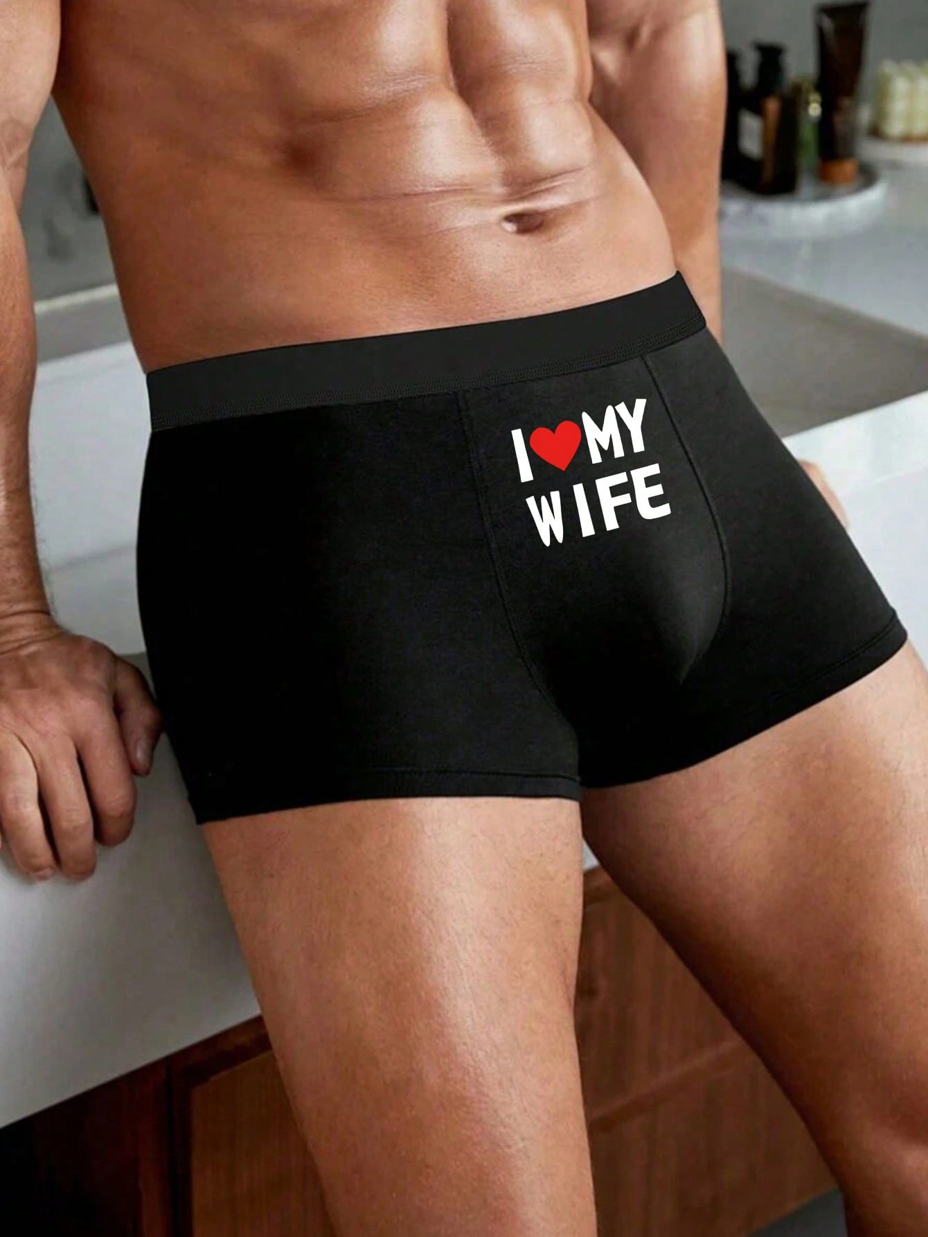 Boxer confortables, extensibles et légers pour hommes avec impression de lettres "Je — vue 8