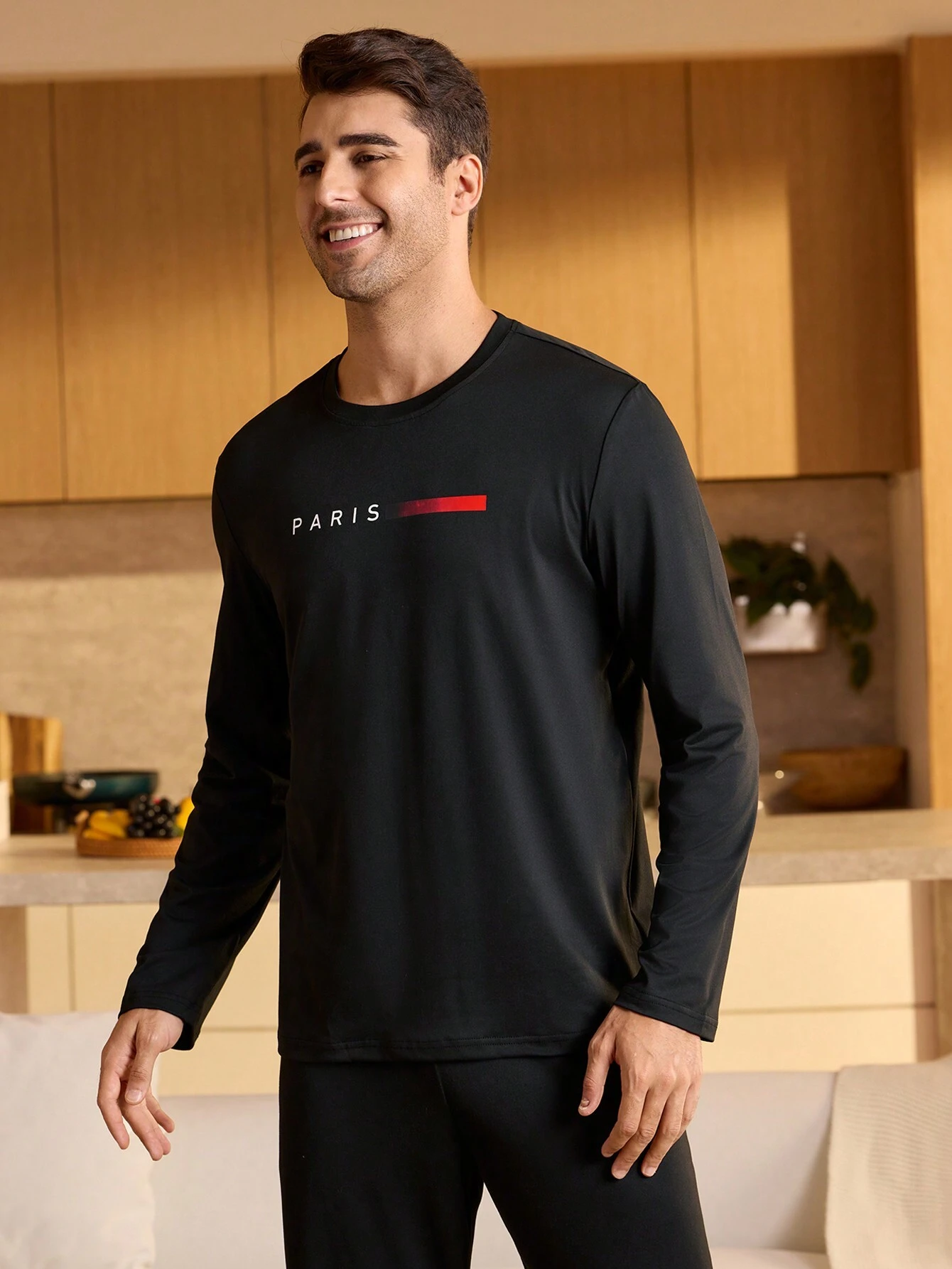 Provexi Provexi Top de loungewear à manches longues avec imprimé lettres pour hommes, — vue 4