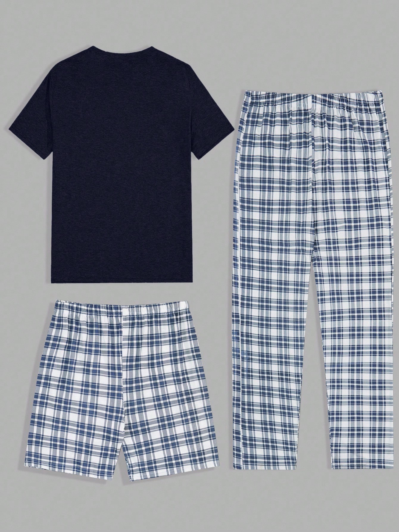 Cottnline Ensemble de détente homme en coton à carreaux imprimés, 3 pièces: — vue 2