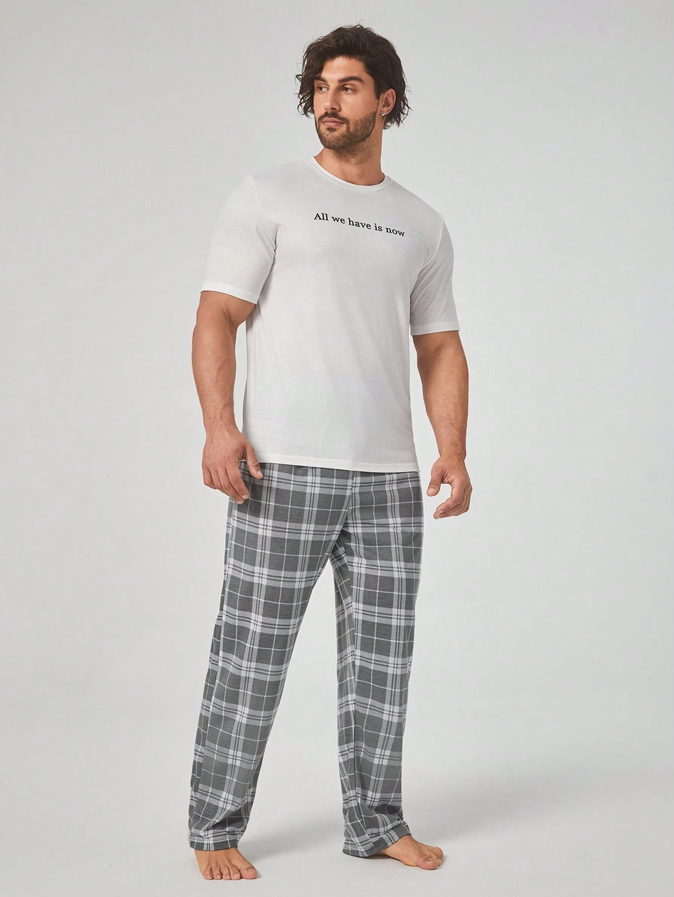 Pantalon de pyjama casual à taille élastique avec poches, à carreaux, pour — vue 11