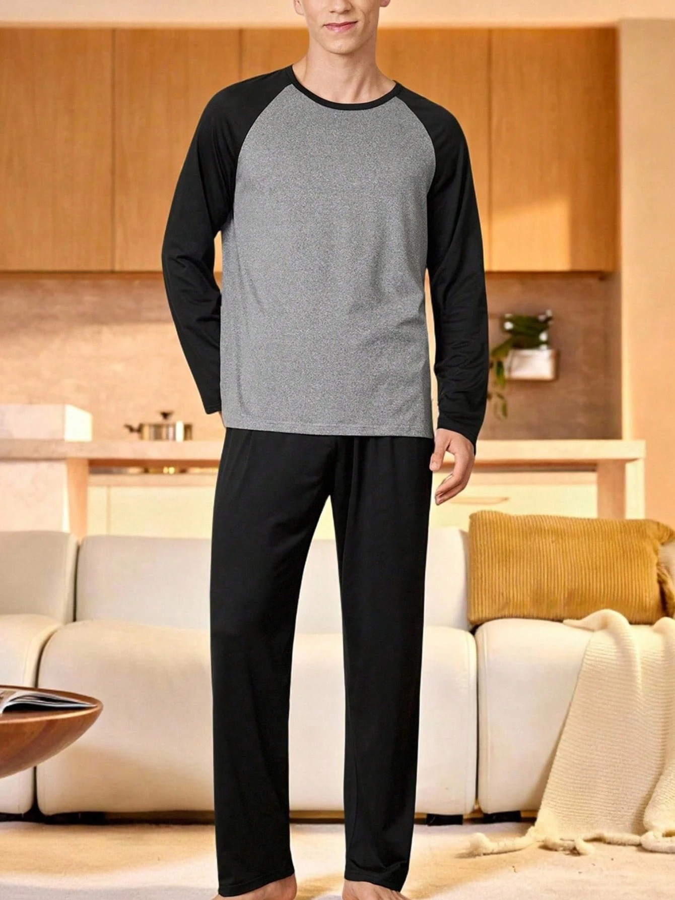 Provexi Provexi 2 pièces Ensemble pyjama homme avec Top à manches longues et pantalon, — vue 3