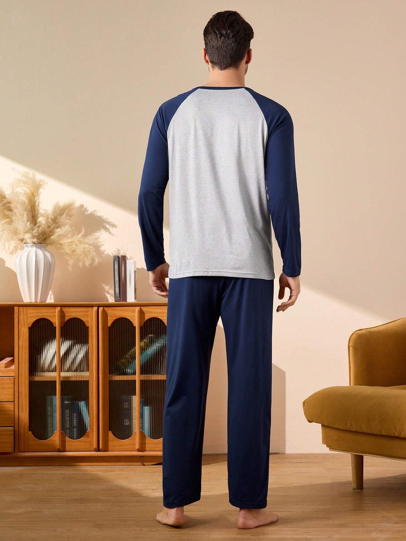 Provexi Provexi 2 pièces Ensemble pyjama homme avec Top à manches longues et pantalon, — vue 4