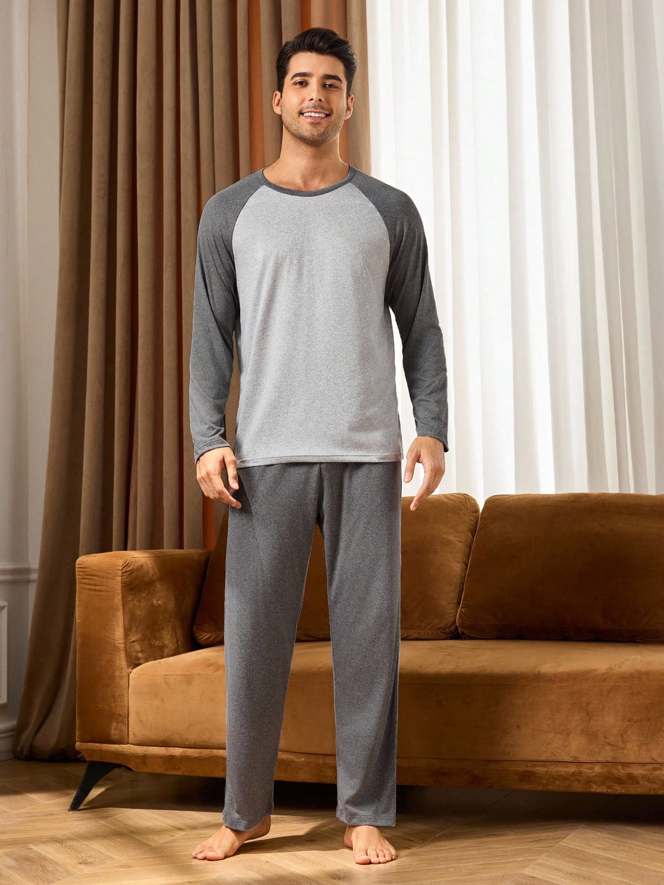 Provexi Provexi 2 pièces Ensemble pyjama homme avec Top à manches longues et pantalon, — vue 8