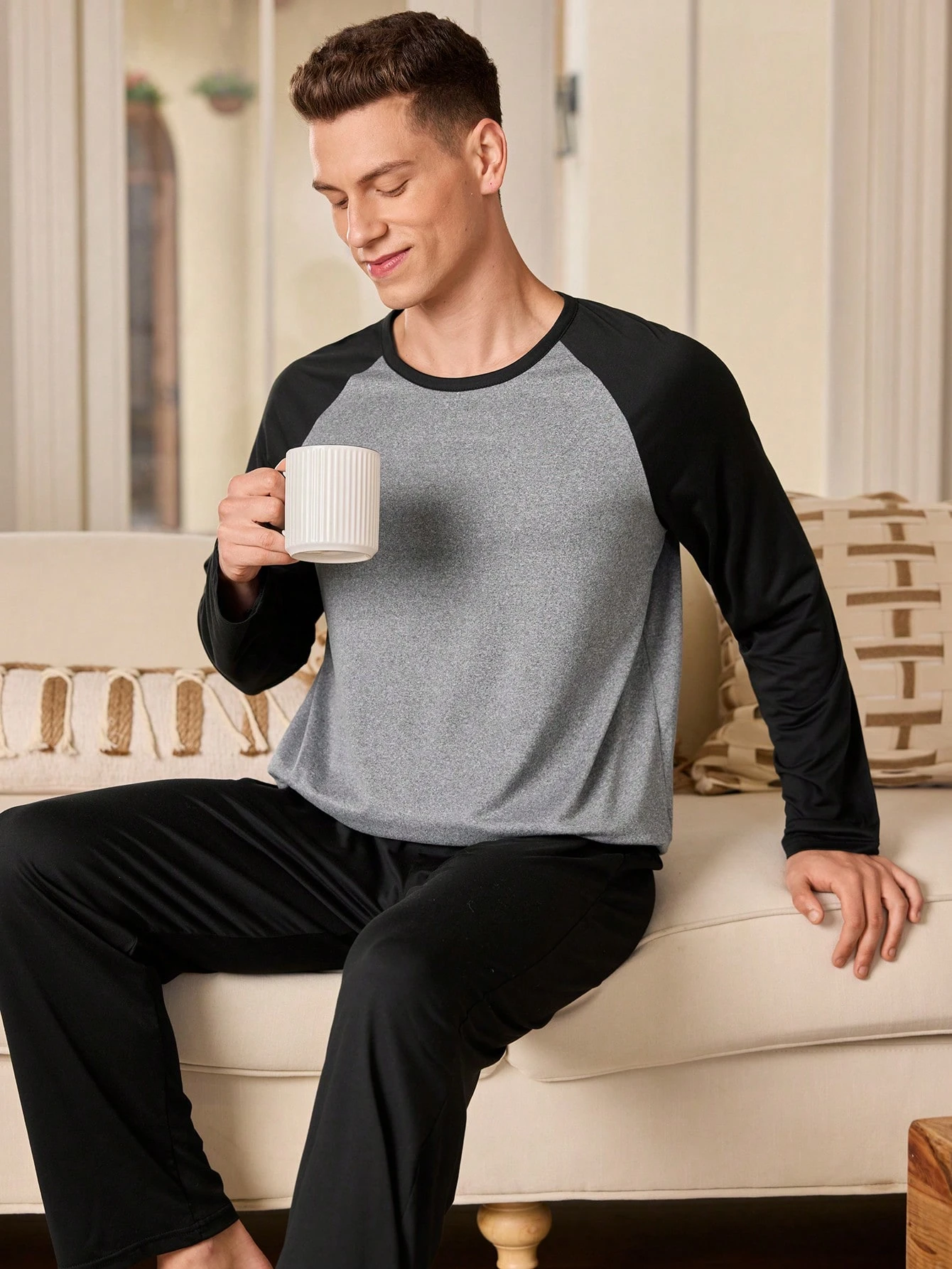 Provexi Provexi 2 pièces Ensemble pyjama homme avec Top à manches longues et pantalon, — vue 9