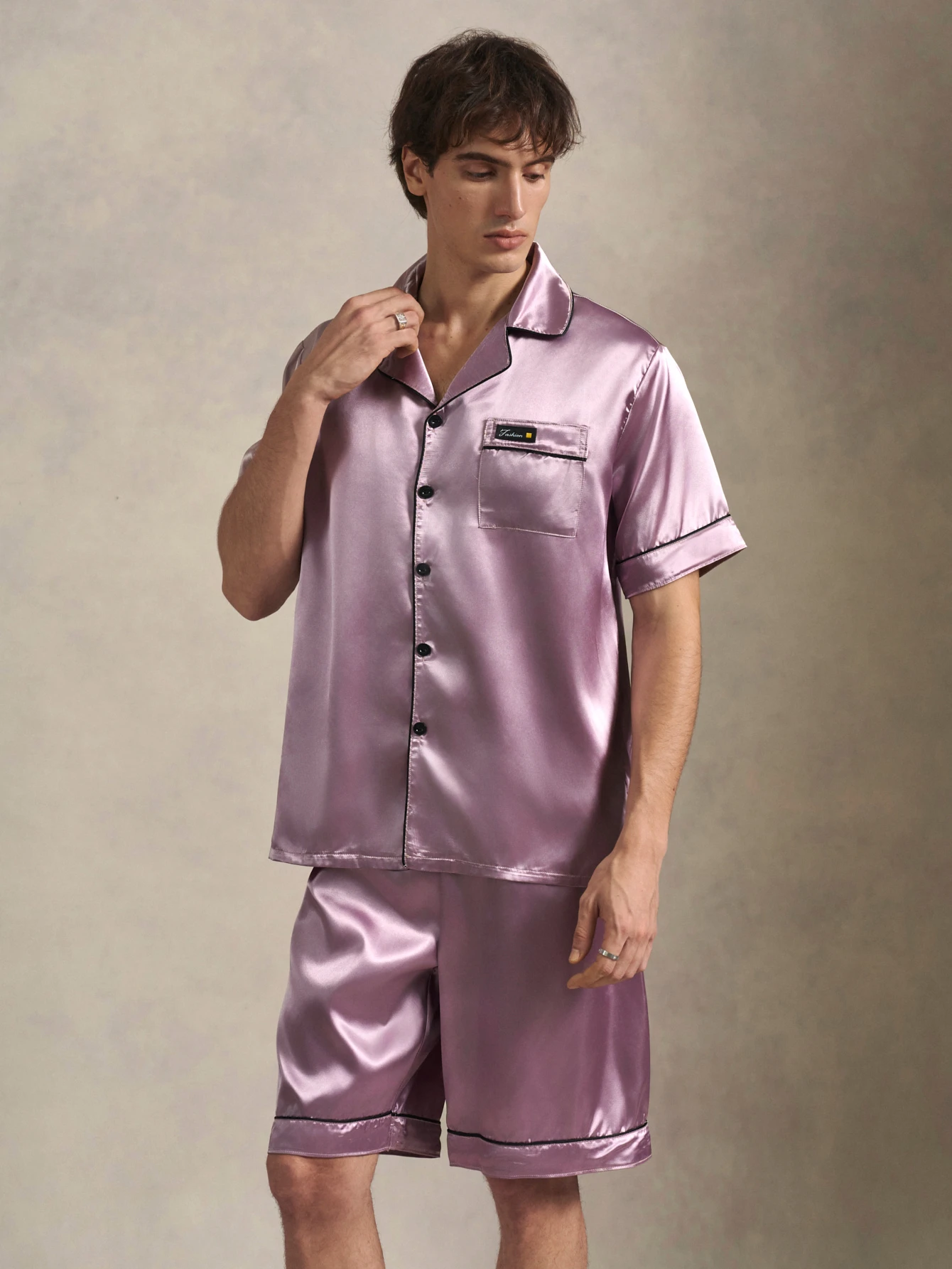 EverLounge Ensemble de pyjama / ensemble de pyjama avec lien en satin et appliqué de — vue 6