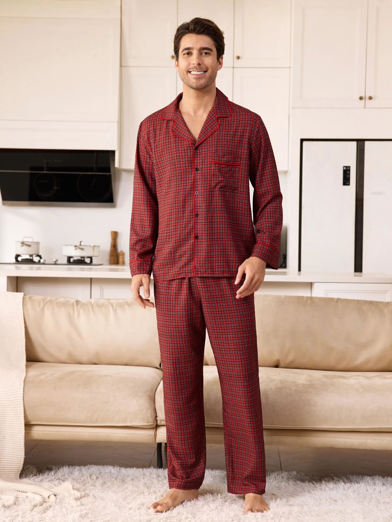 CoupledUp Ensemble de pyjama 2 pièces pour homme et femme, pantalon et Top à manches — vue 4