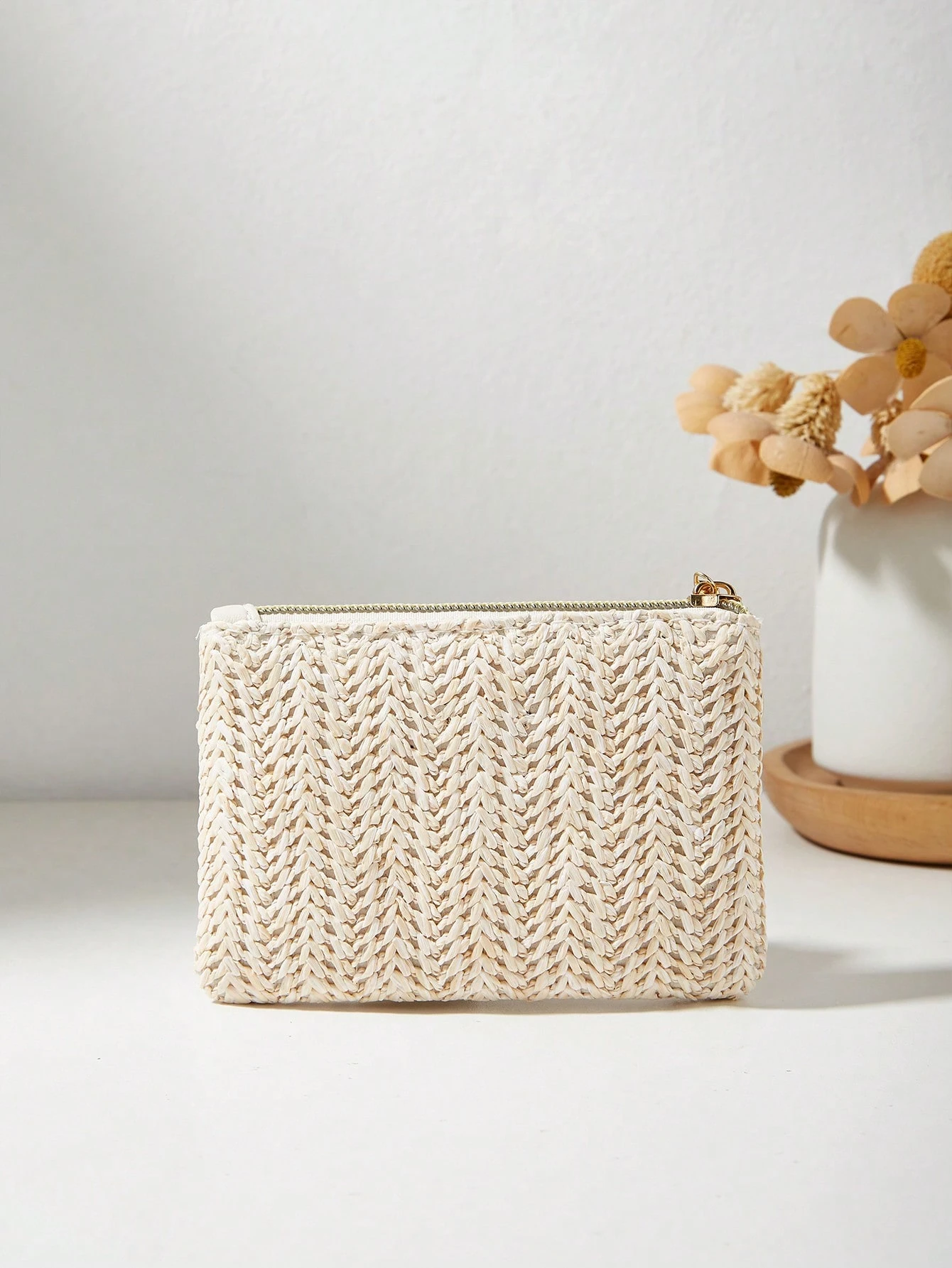 Nouveau sac en paille tressé à la mode, décoré d'un nœud, avec un porte-monnaie pour — vue 4