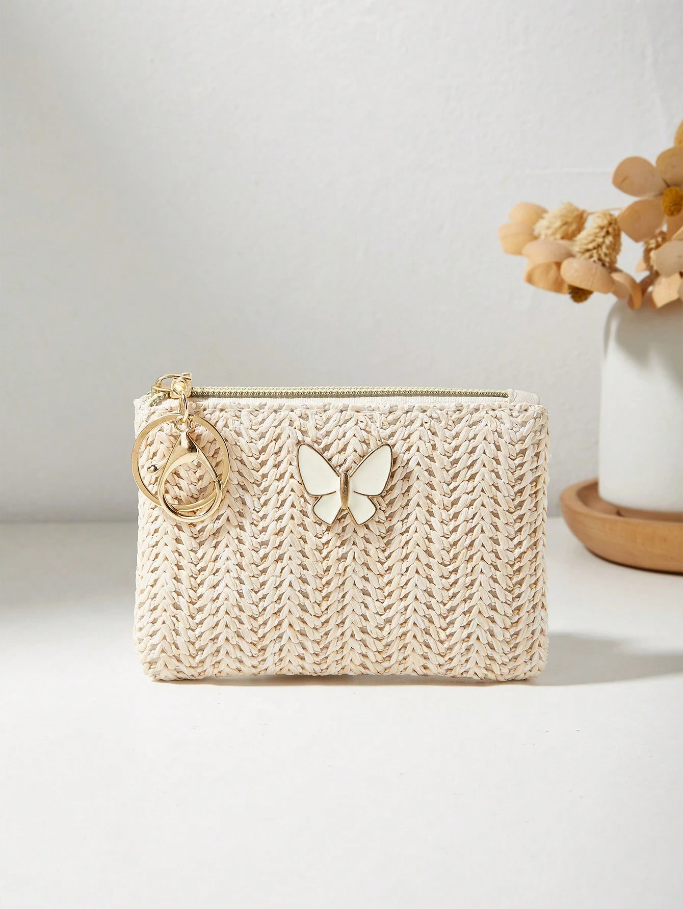 Nouveau sac en paille tressé à la mode, décoré d'un nœud, avec un porte-monnaie pour — vue 2