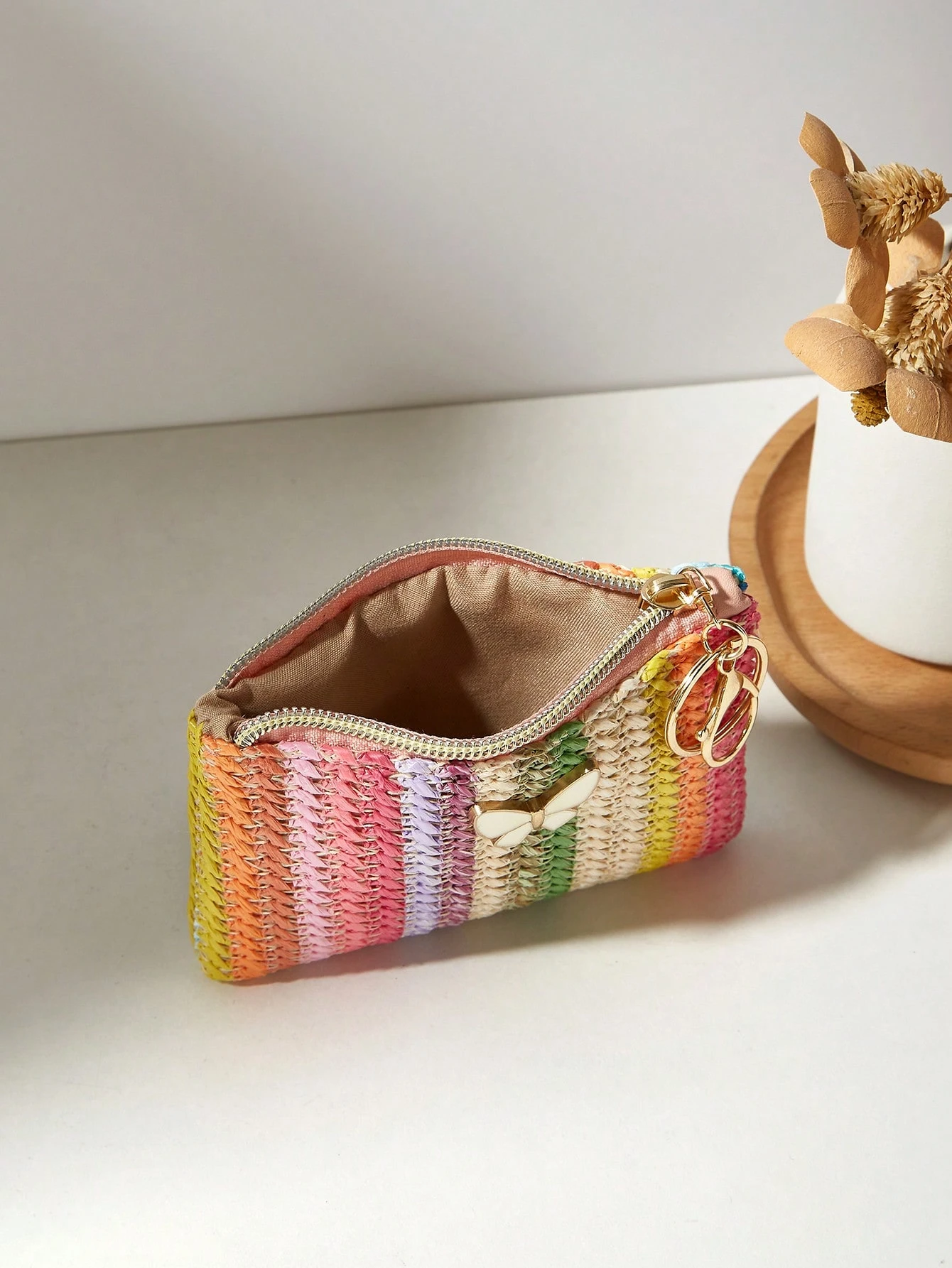Nouveau sac en paille tressé à la mode, décoré d'un nœud, avec un porte-monnaie pour — vue 11