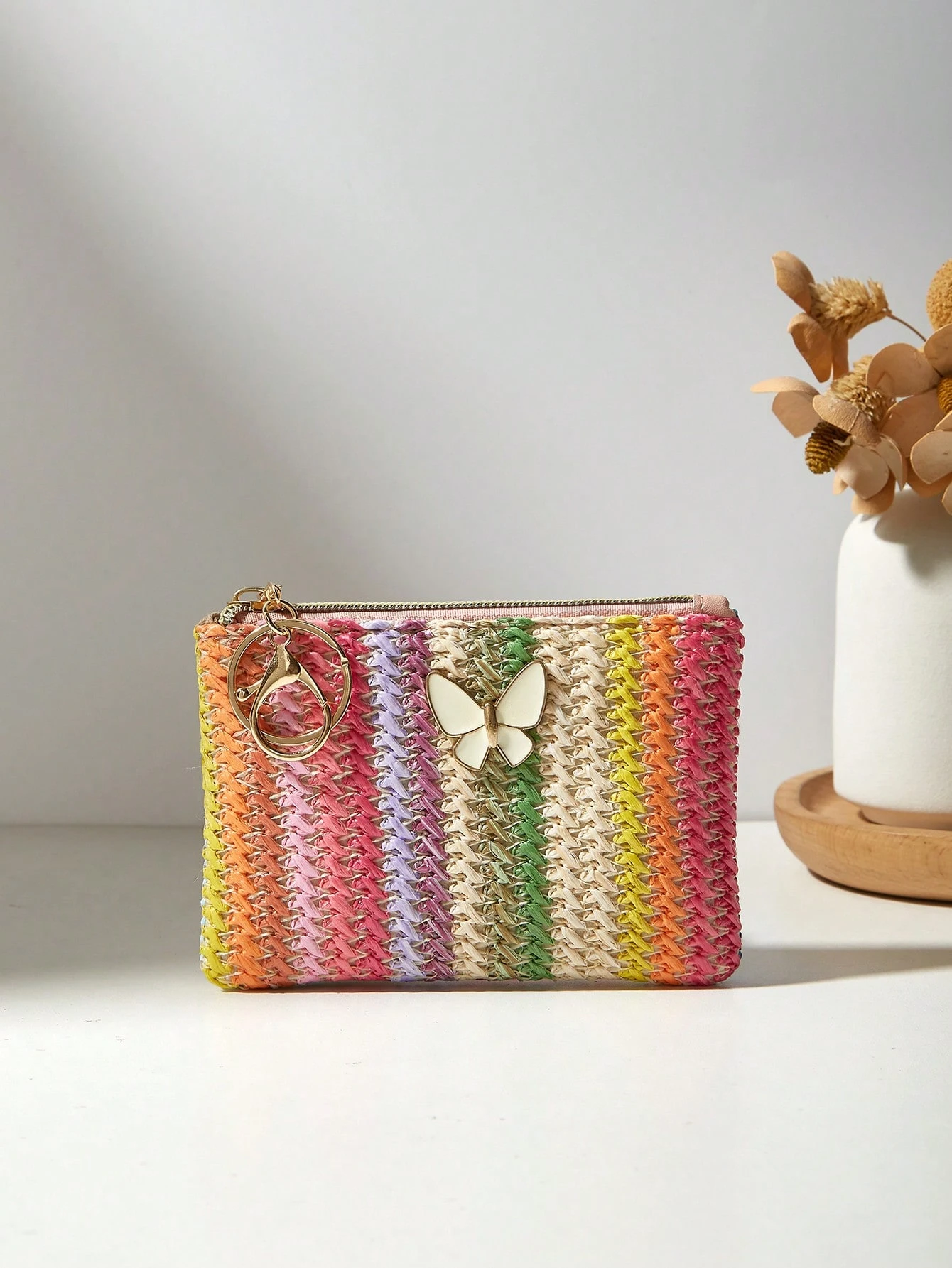 Nouveau sac en paille tressé à la mode, décoré d'un nœud, avec un porte-monnaie pour — vue 8