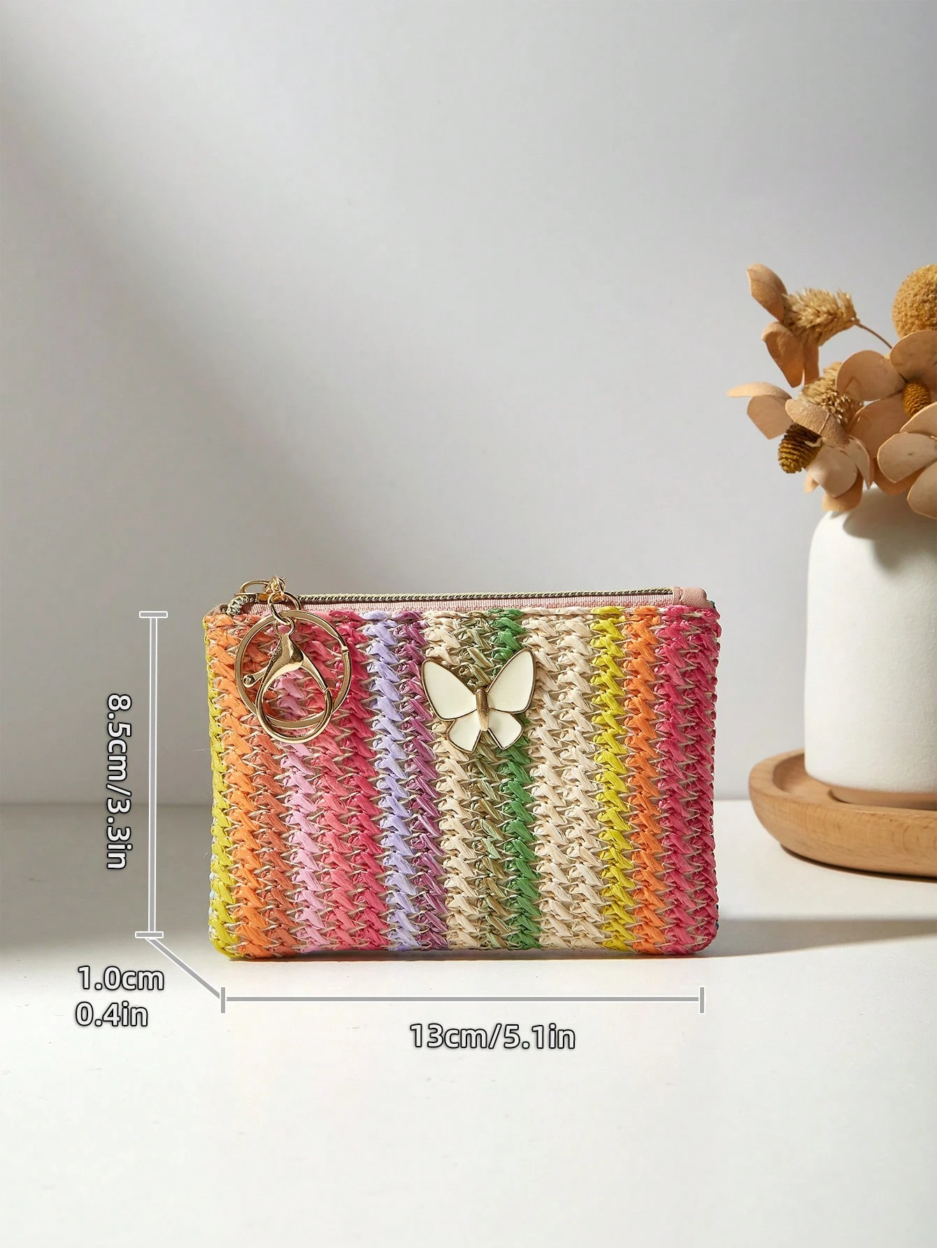 Nouveau sac en paille tressé à la mode, décoré d'un nœud, avec un porte-monnaie pour — vue 12