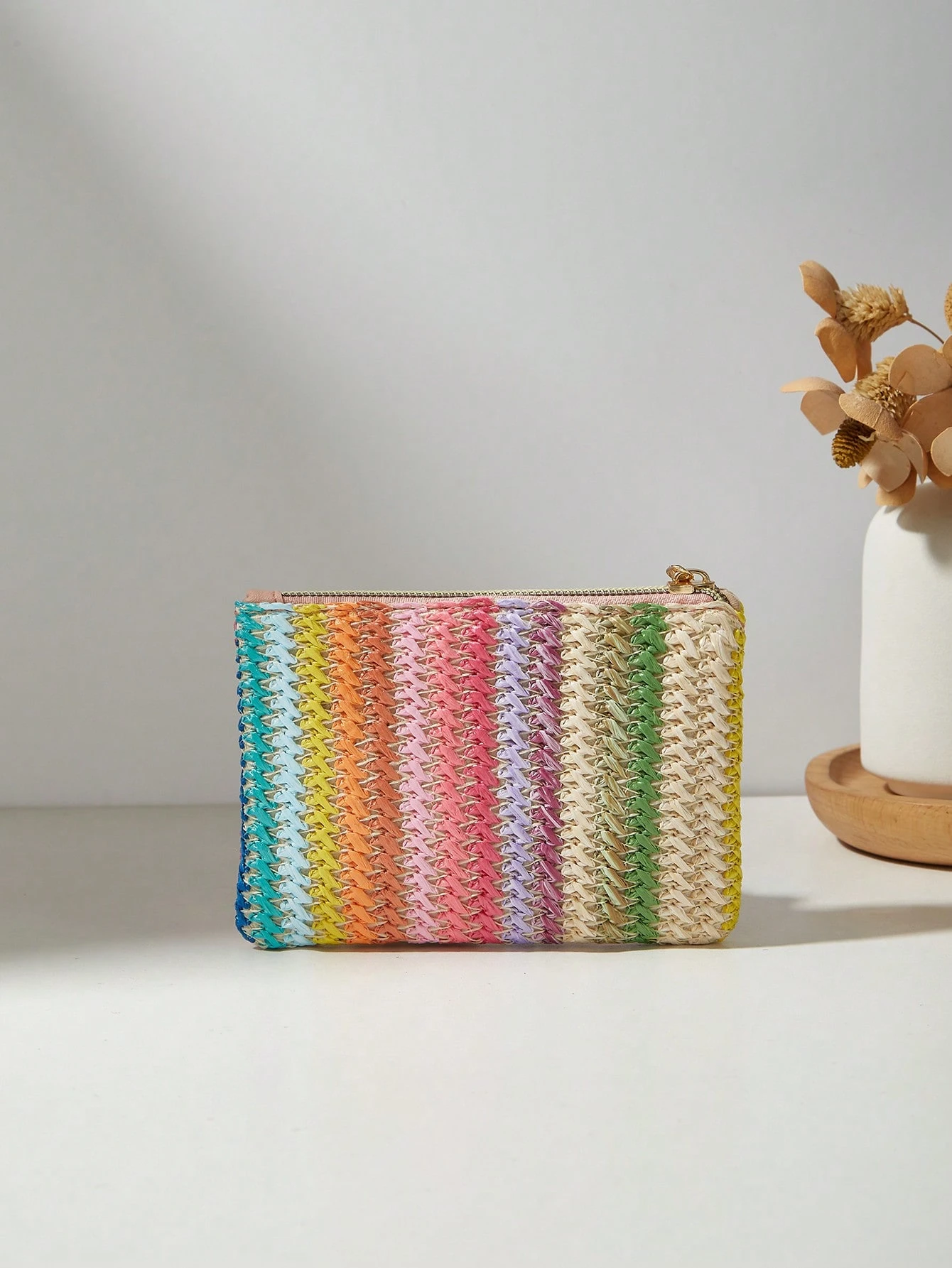 Nouveau sac en paille tressé à la mode, décoré d'un nœud, avec un porte-monnaie pour — vue 9