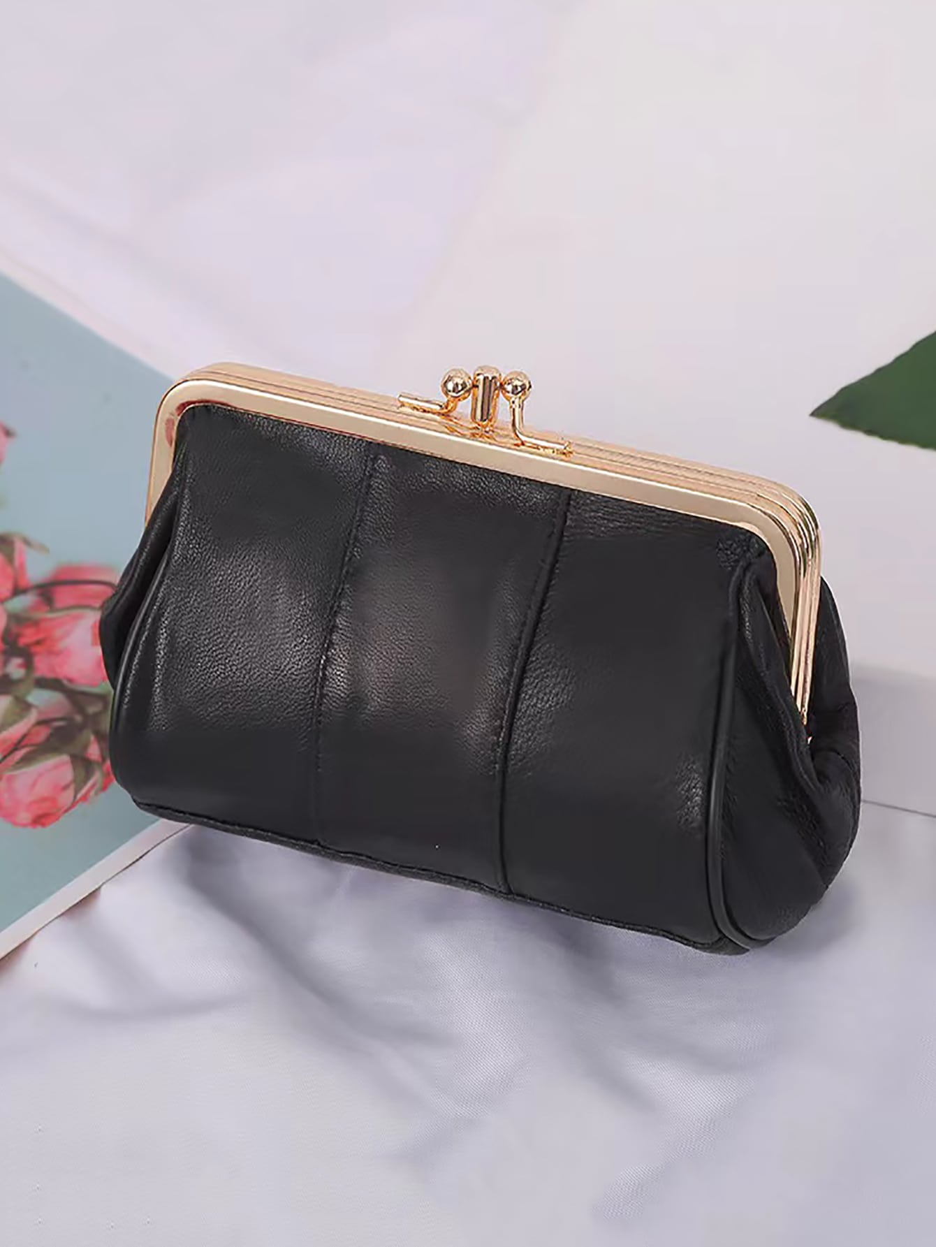 XD Porte-monnaie multifonction véritable pour femmes, porte-clés à fermoir métallique,