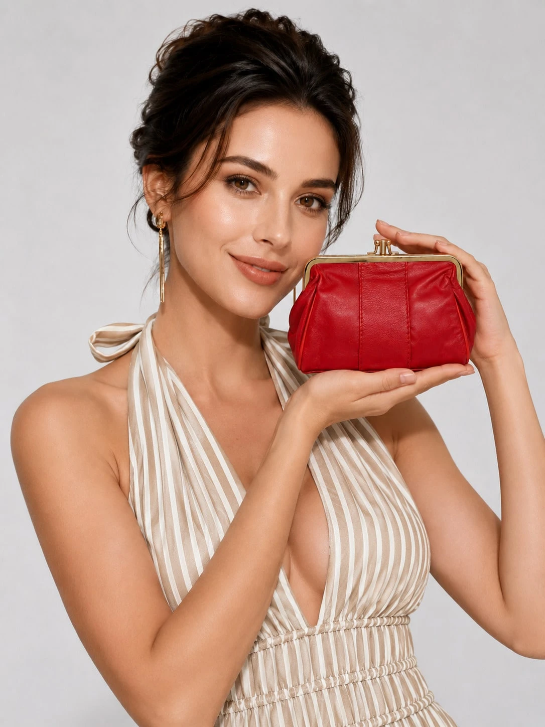 XD Porte-monnaie multifonction véritable pour femmes, porte-clés à fermoir métallique, — vue 3
