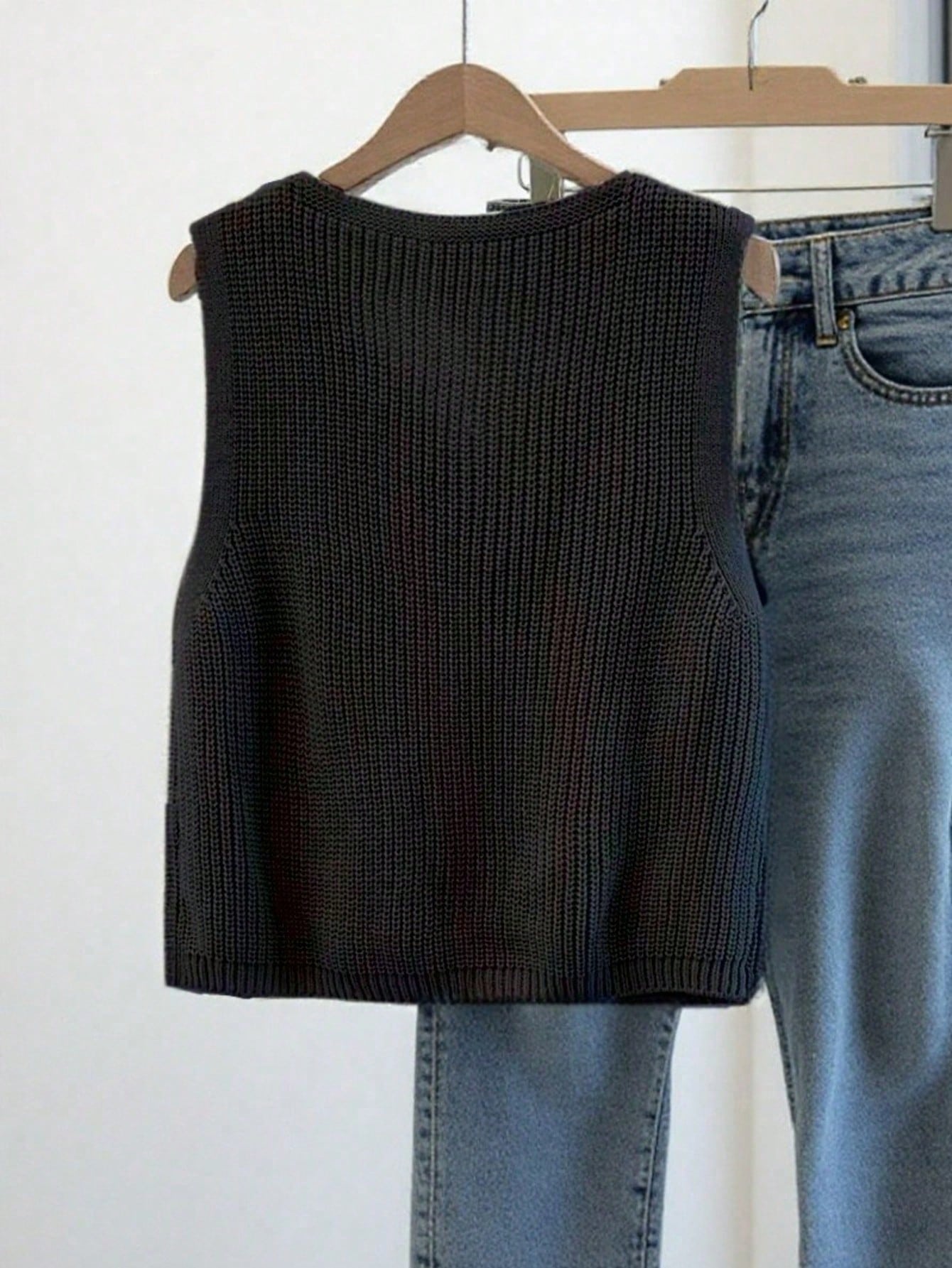 Gilet tricoté grande taille pour femmes, article de mode printemps/été, cardigan sans — vue 4