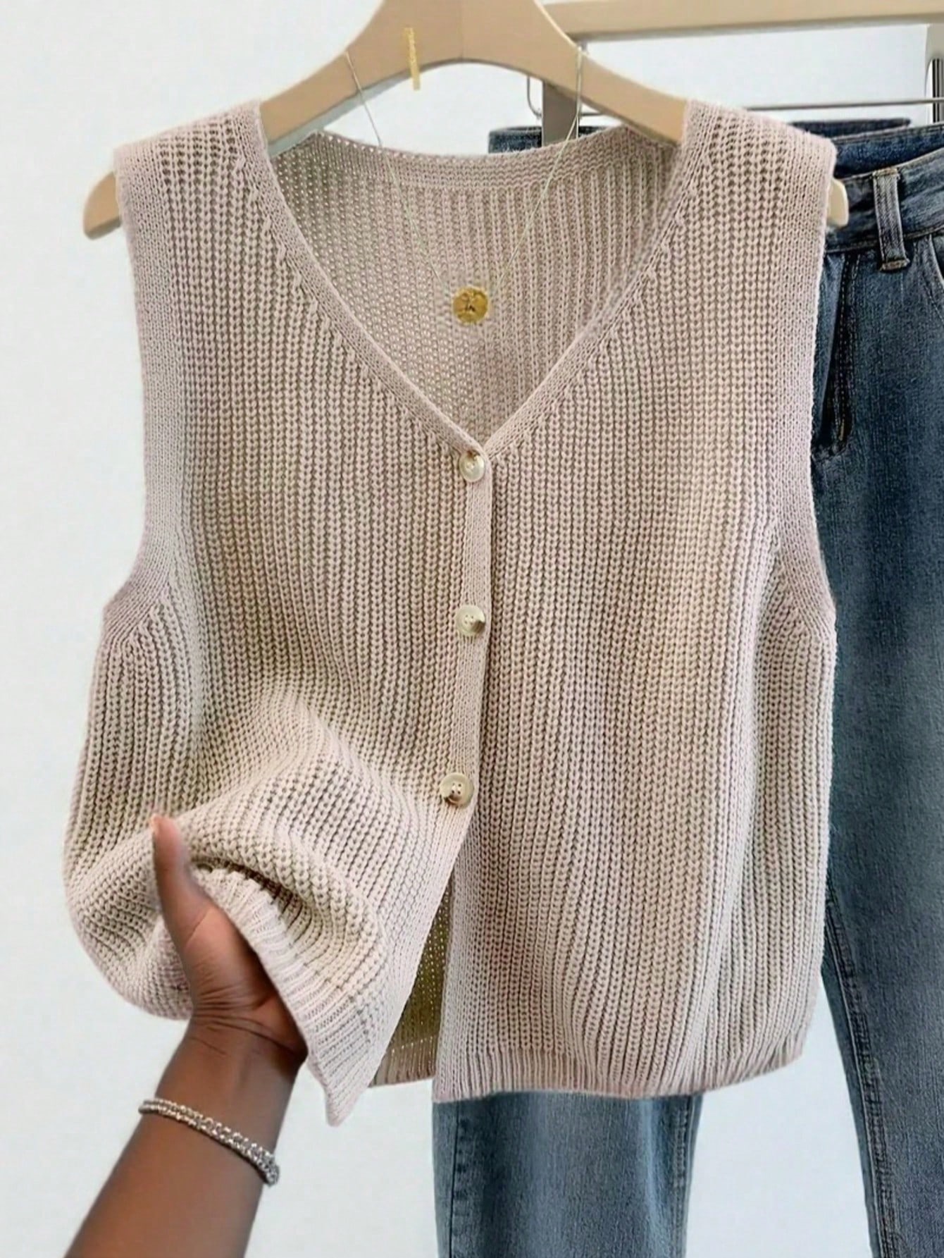 Gilet tricoté grande taille pour femmes, article de mode printemps/été, cardigan sans