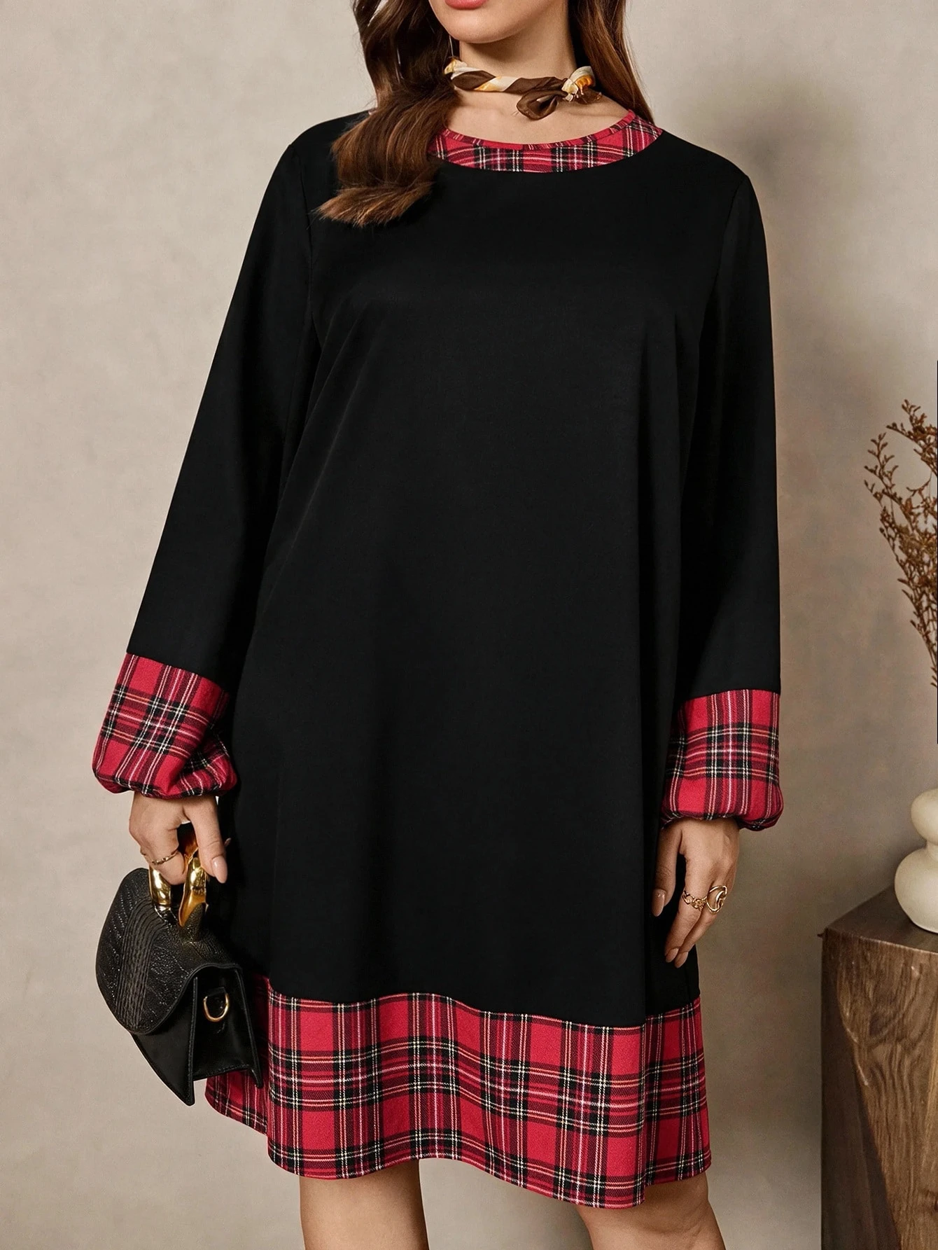 Robe décontractée et de bureau grande taille à imprimé géométrique rayé — vue 8