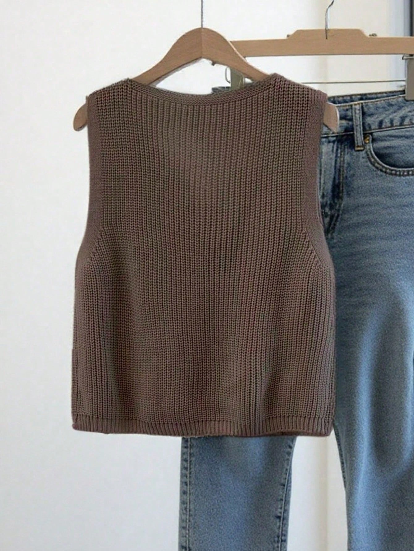 Gilet tricoté grande taille pour femmes, article de mode printemps/été, cardigan sans — vue 10