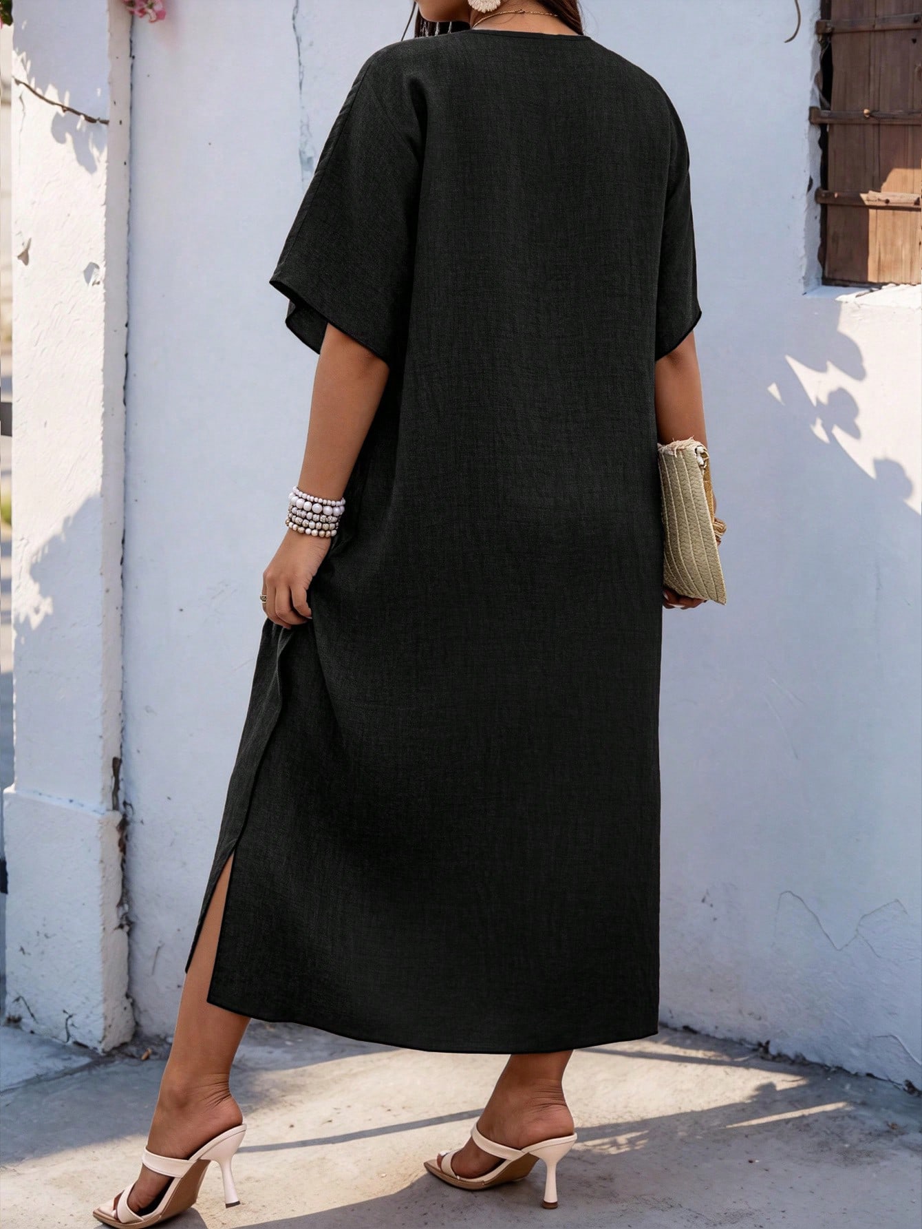 Robe à manches chauve-souris avec imprimé géométrique pour femmes grande taille — vue 10