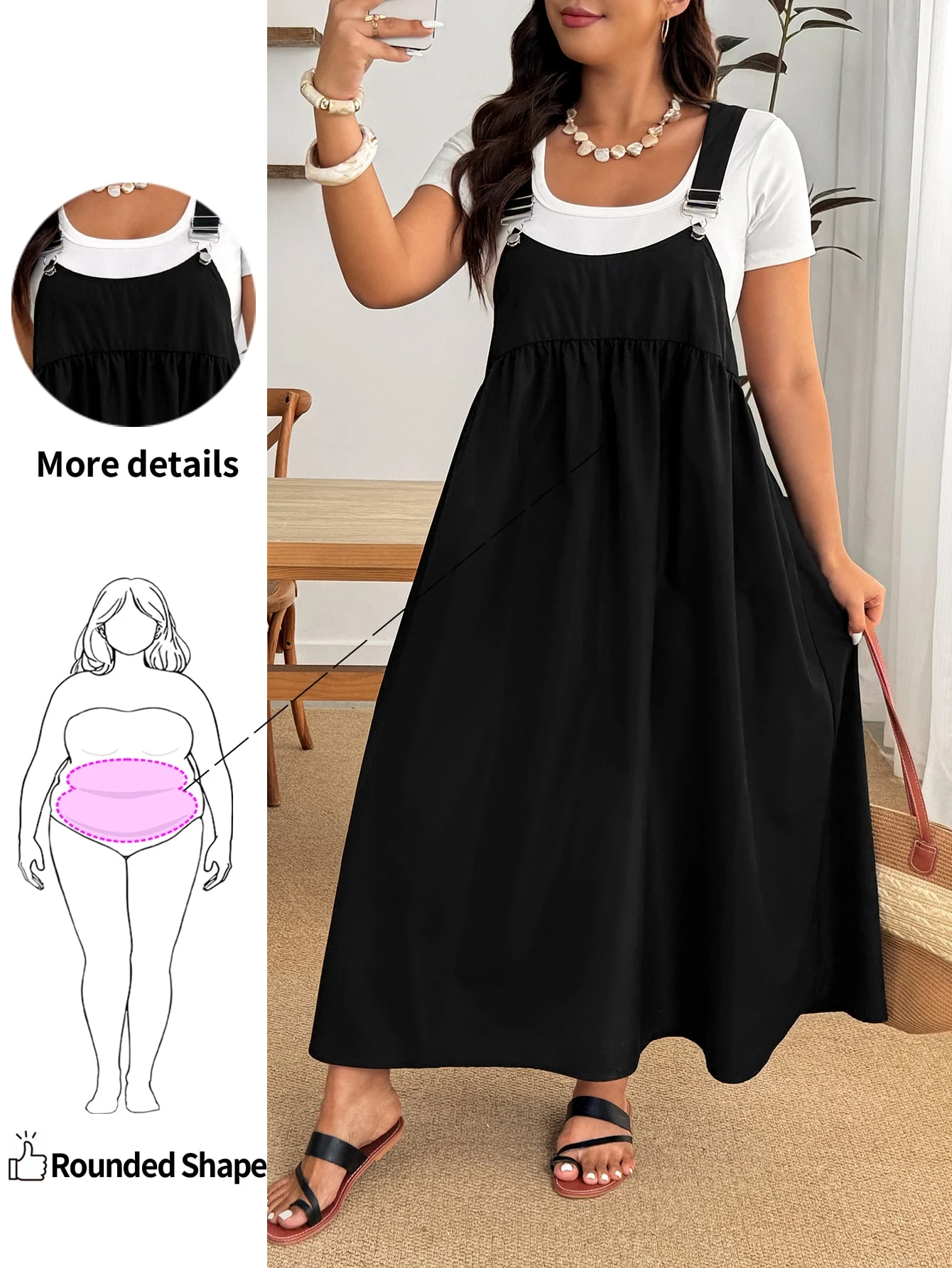 Enliva Robe ample à bretelles noire grande taille — vue 3