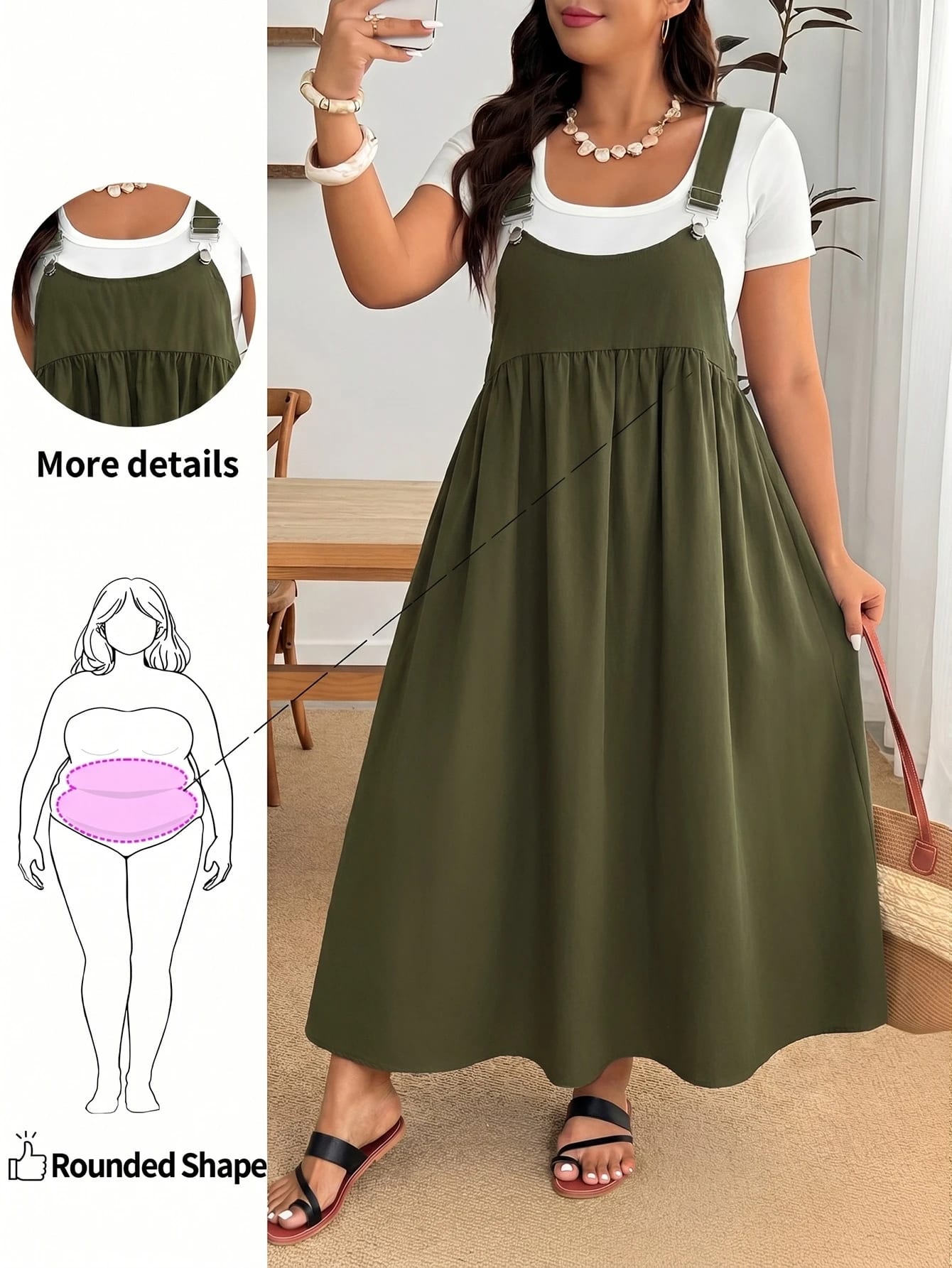 Enliva Robe ample à bretelles noire grande taille
