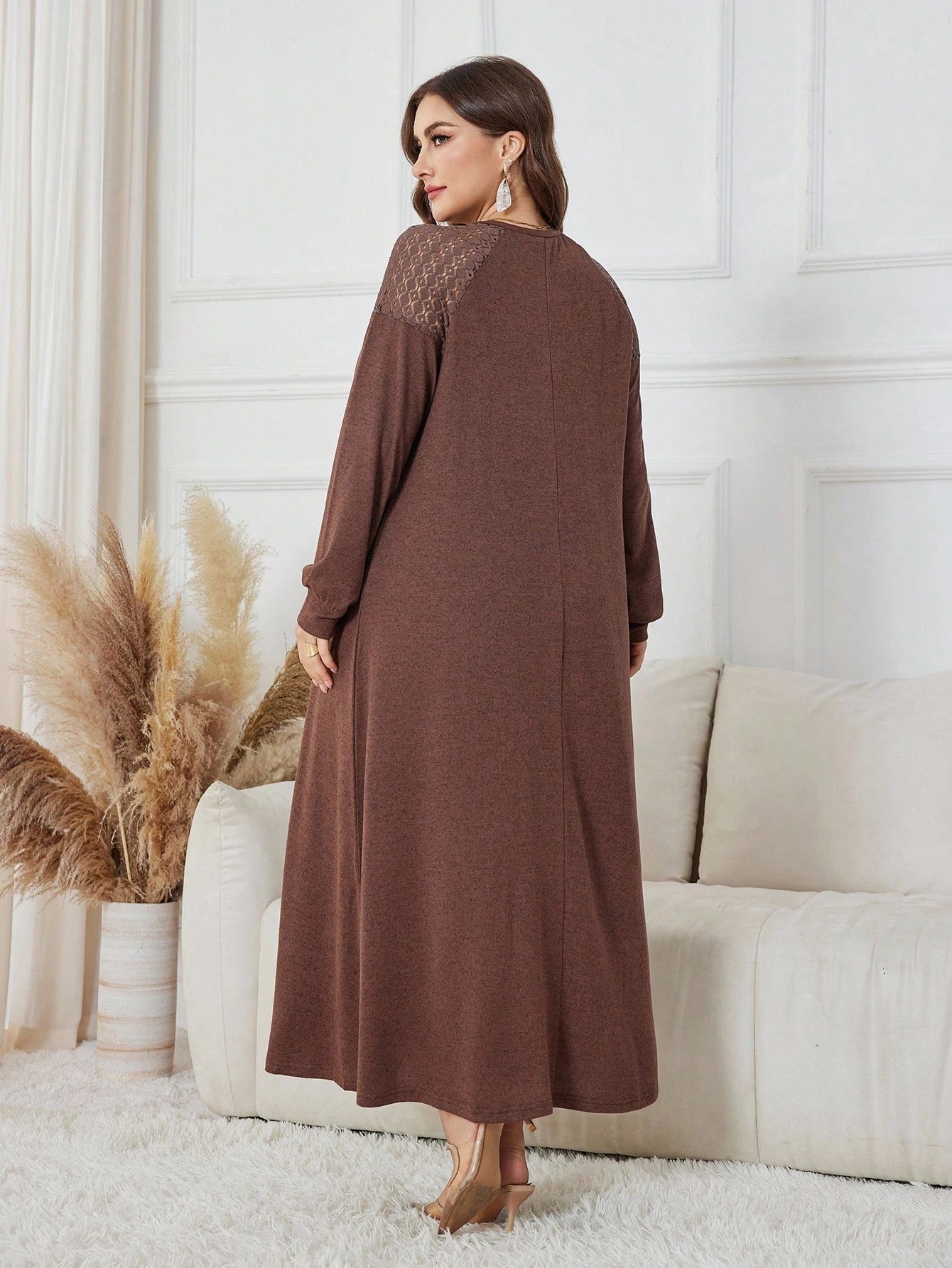 Lacomfia Robe en tricot élégante et décontractée pour femmes grandes tailles — vue 4