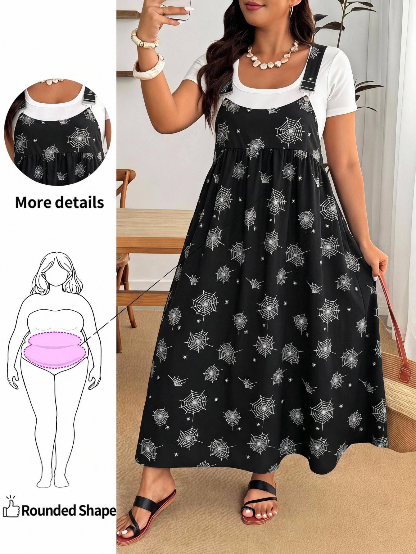 Enliva Robe ample à bretelles noire grande taille — vue 4