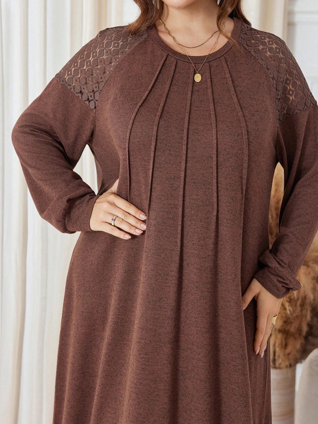 Lacomfia Robe en tricot élégante et décontractée pour femmes grandes tailles