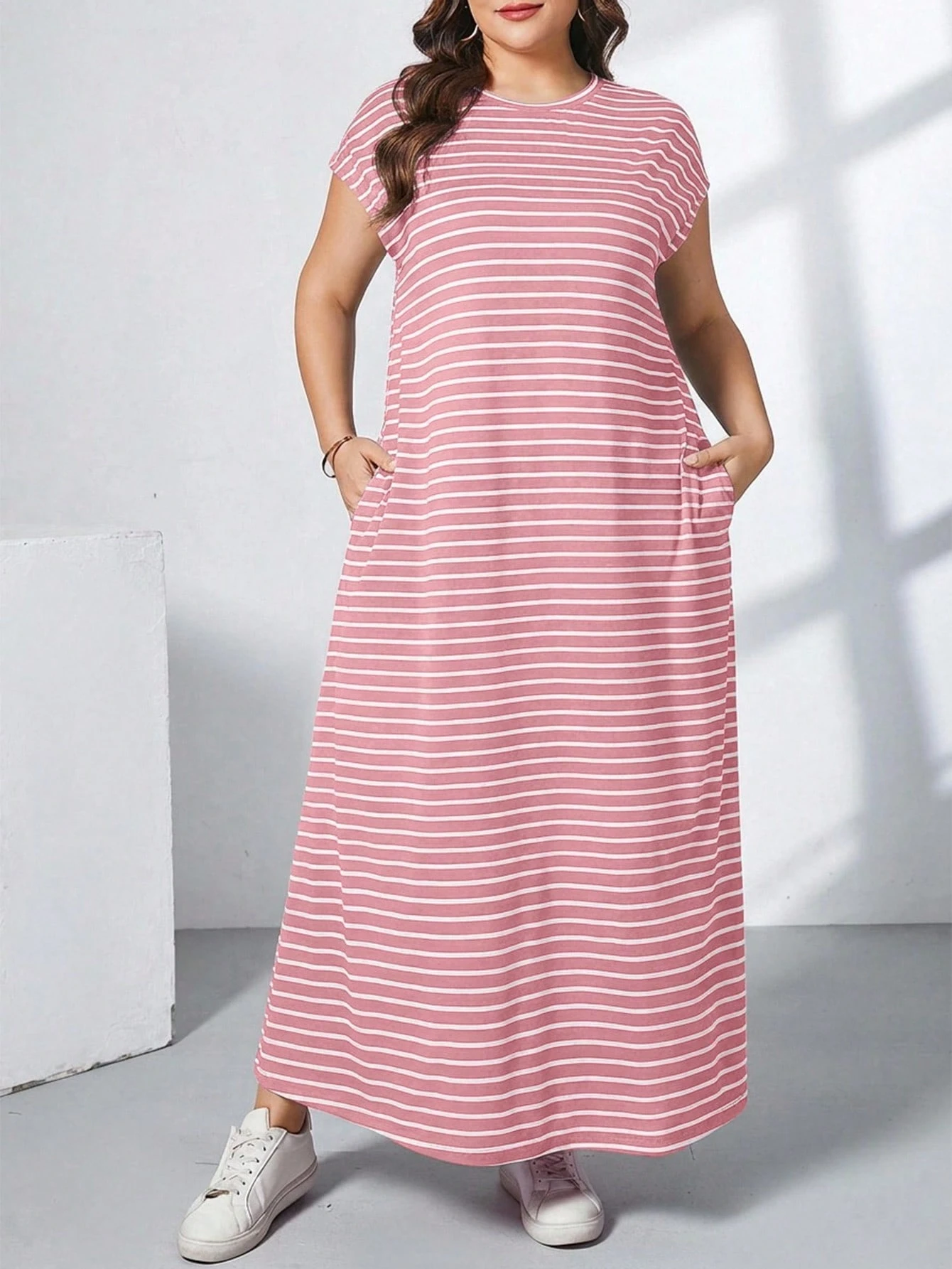 Essnce Robe longue verte à manches courtes, style simple et décontracté — vue 5