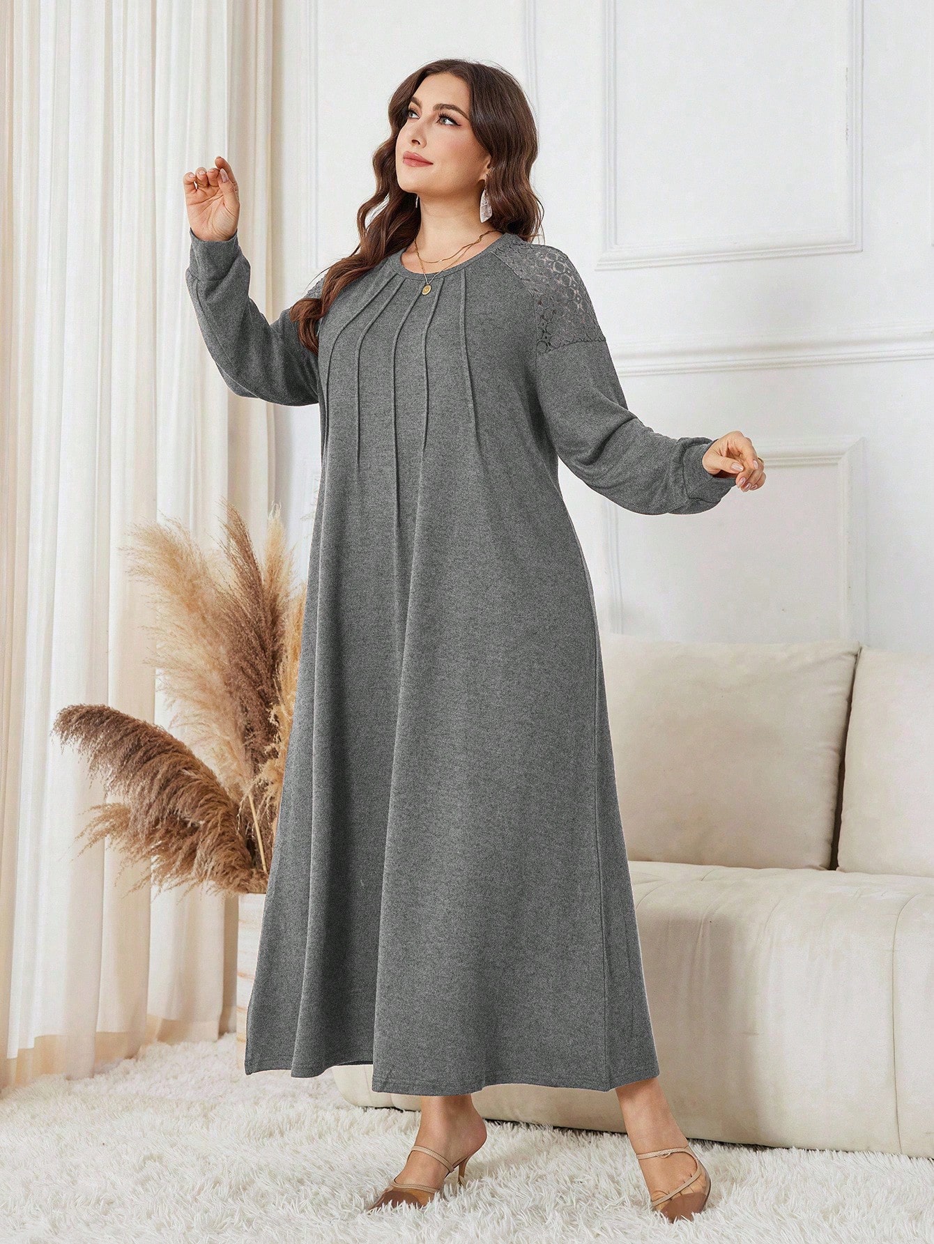 Lacomfia Robe en tricot élégante et décontractée pour femmes grandes tailles — vue 8