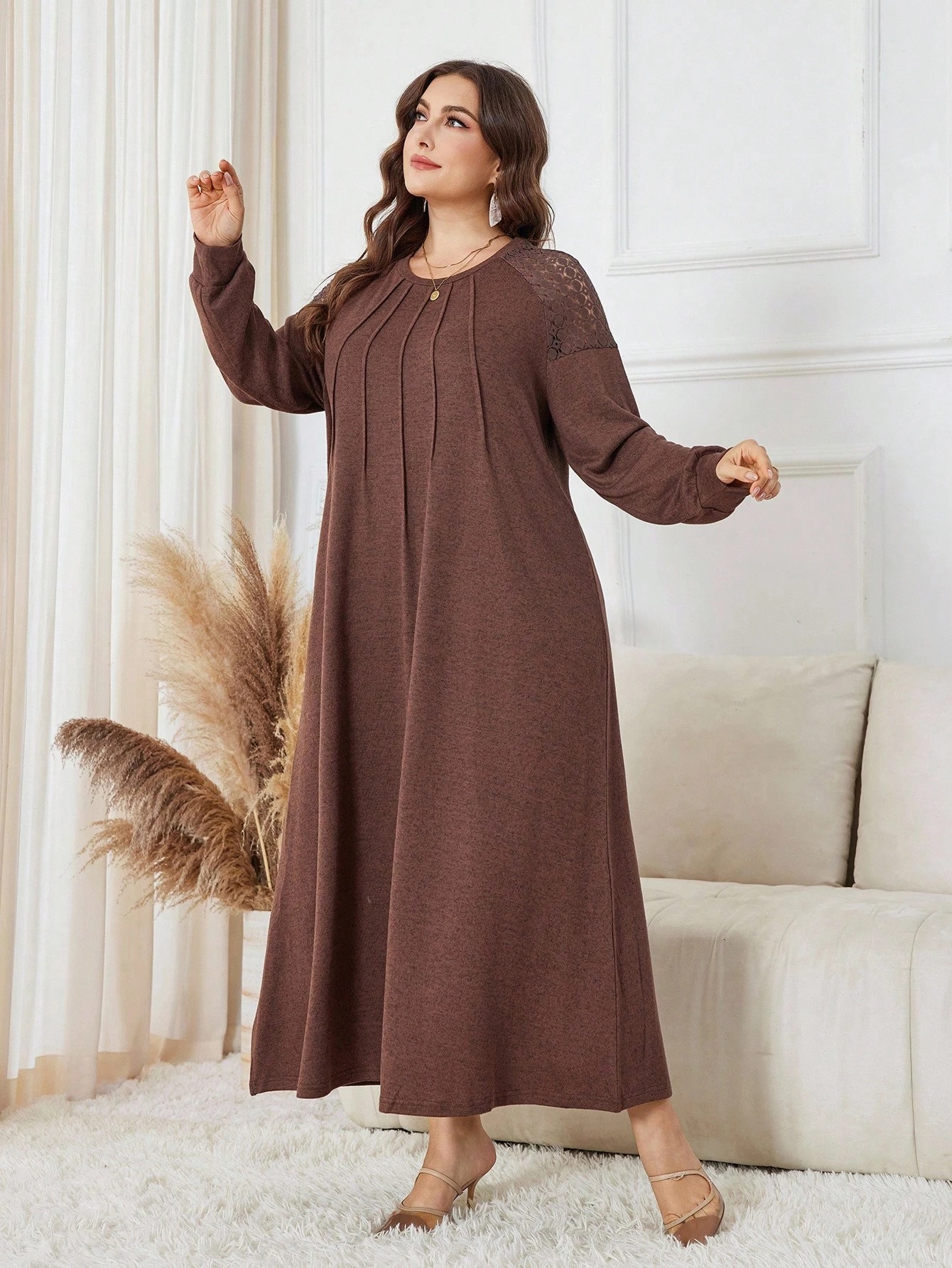 Lacomfia Robe en tricot élégante et décontractée pour femmes grandes tailles — vue 10